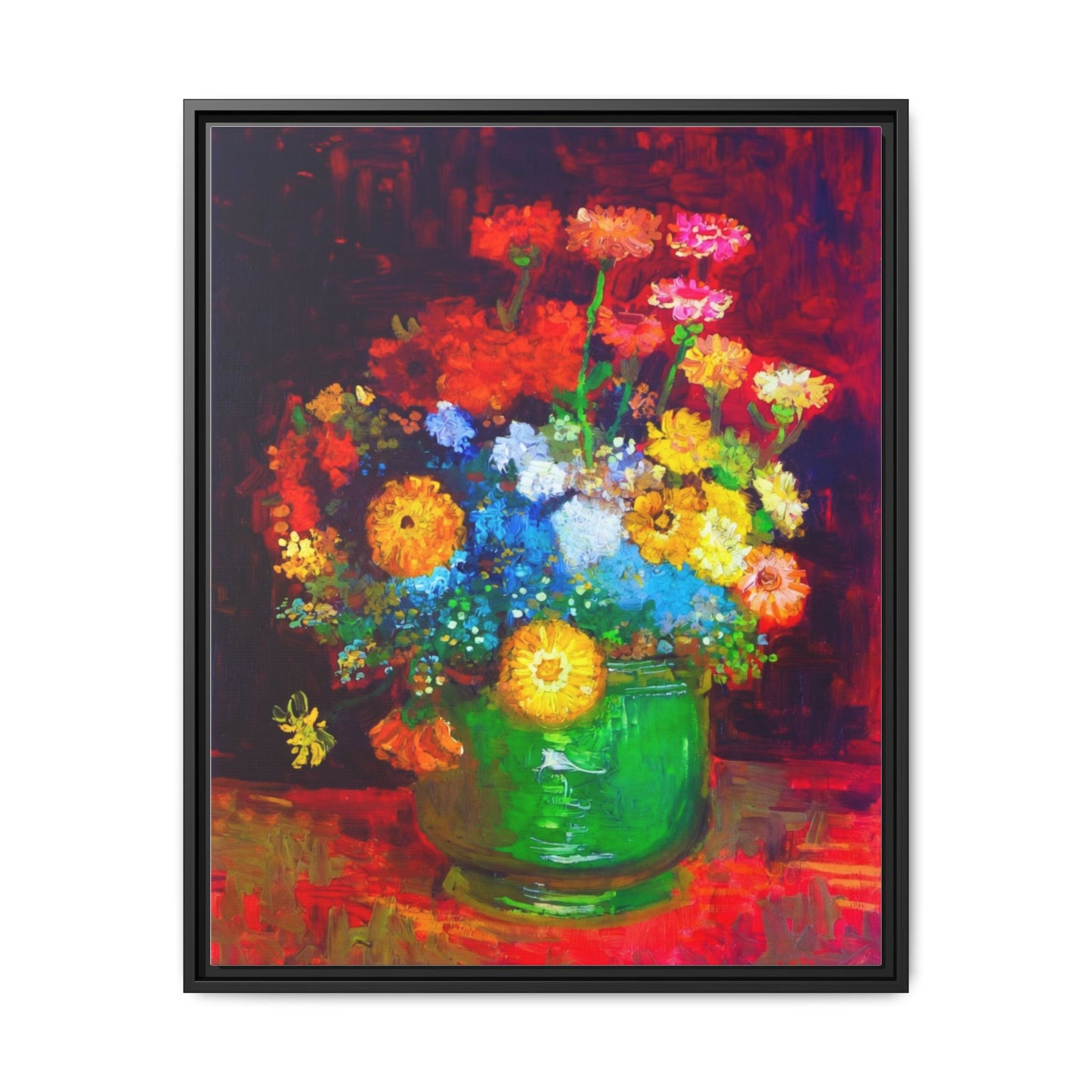 Framed Floral Canvas Print — Colorful Bouquet Wall Art