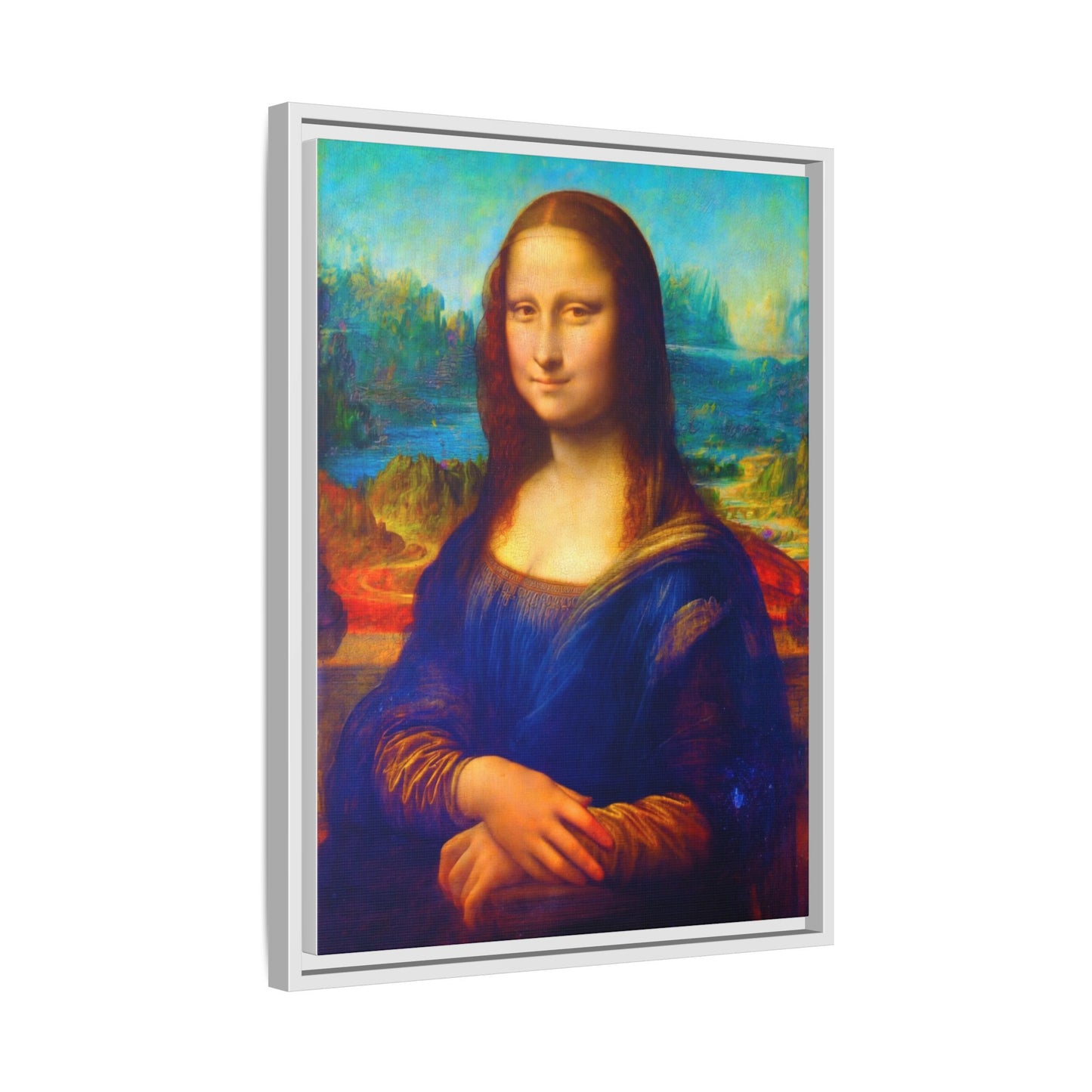 Framed Matte Canvas Print — Colorful Mona Lisa Wall Art