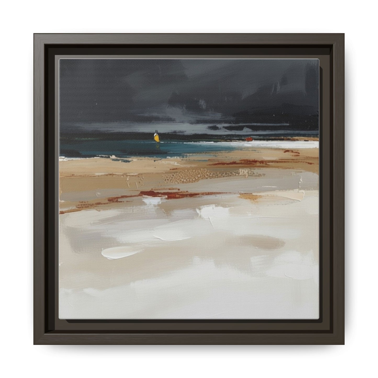 Framed Matte Canvas Beachscape Art Print — Coastal Abstract Wall Decor