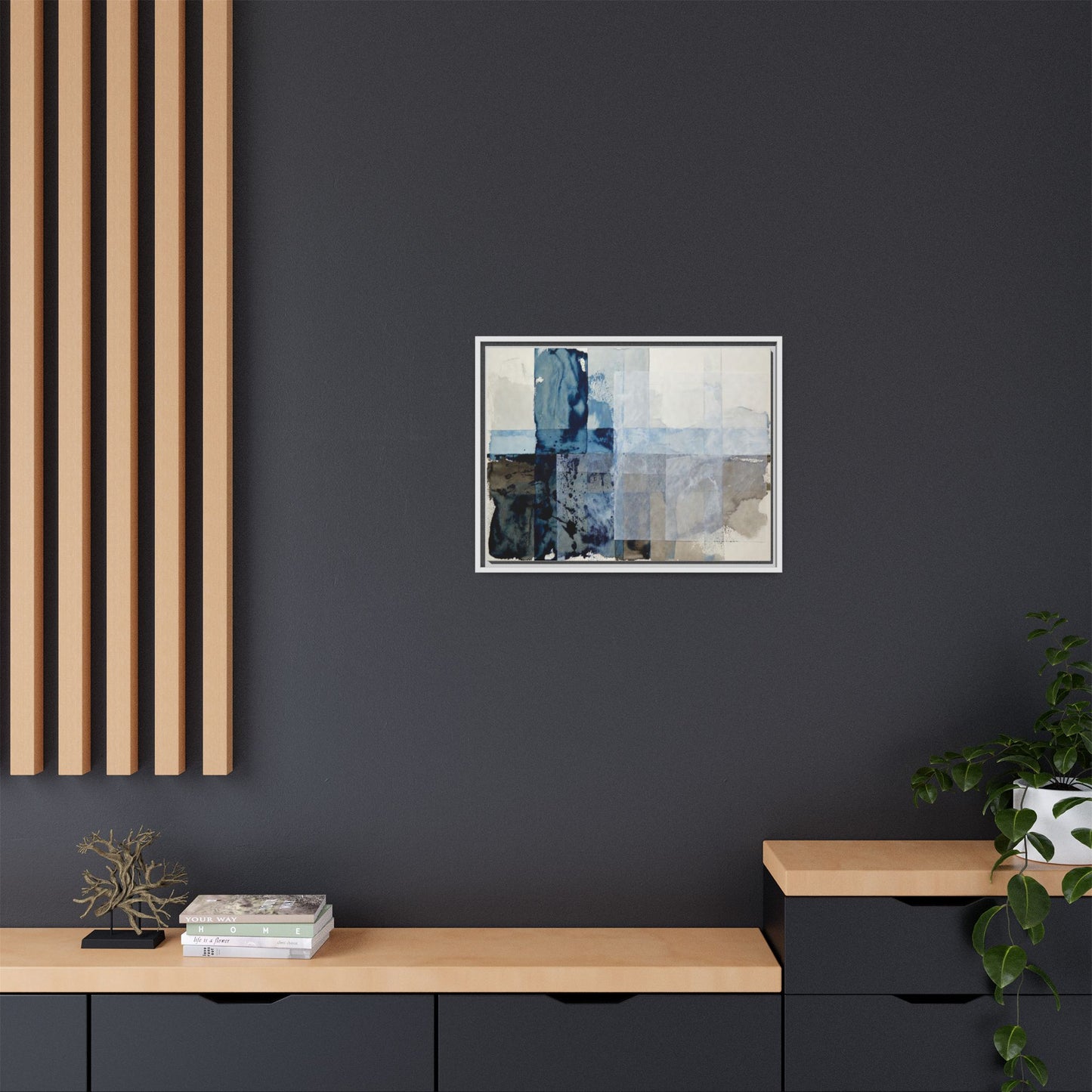 Abstract Coastal Blue Framed Canvas Art