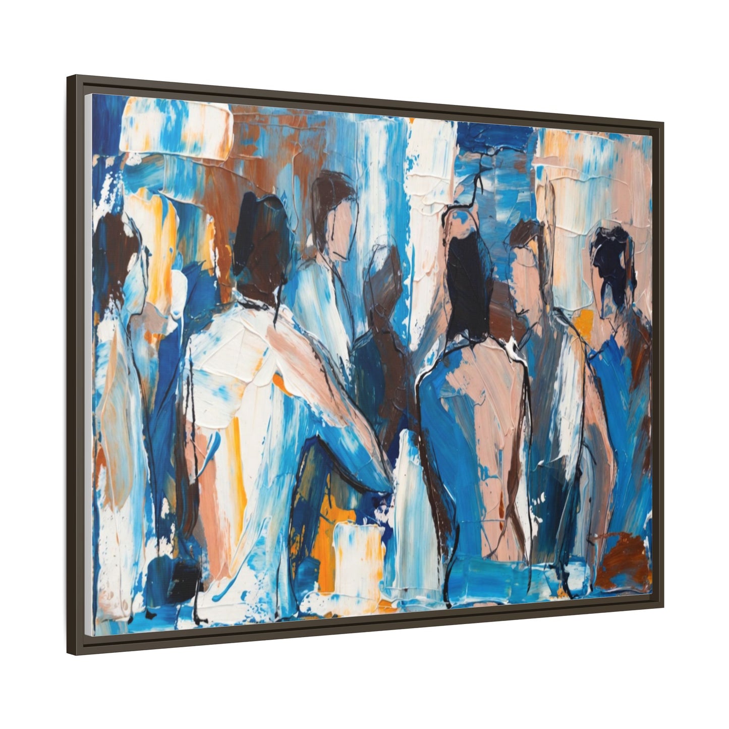 Abstract Coastal Figures Matte Canvas Framed Wall Art