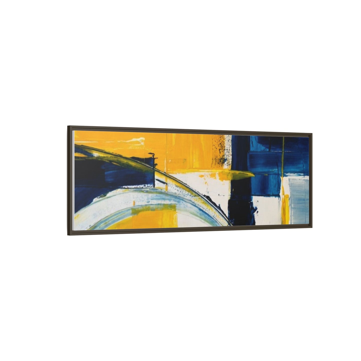 Abstract Yellow & Blue Framed Canvas Wall Art — Modern Matte Canvas Print