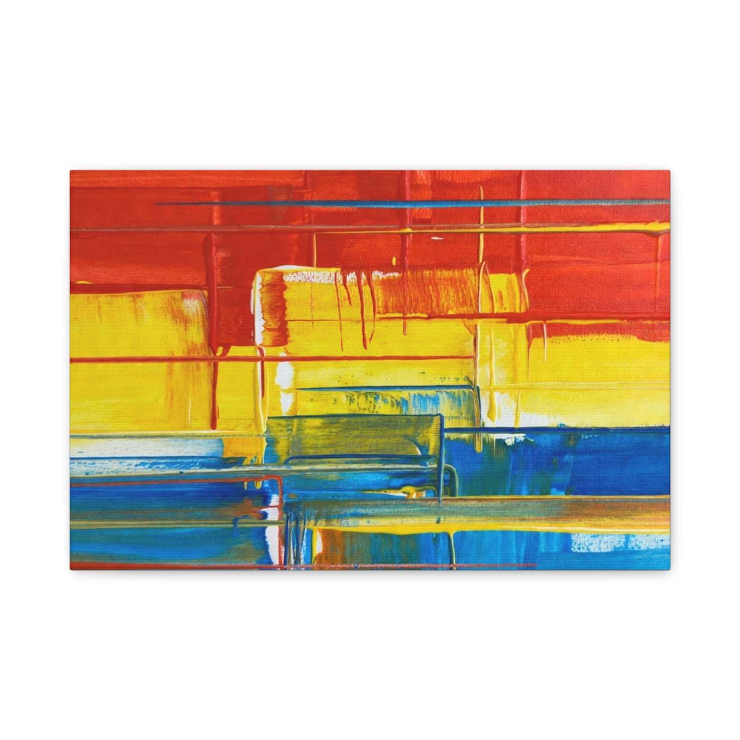 Abstract Color Block Canvas Print — Vibrant Red, Yellow & Blue Stretched Wall Art