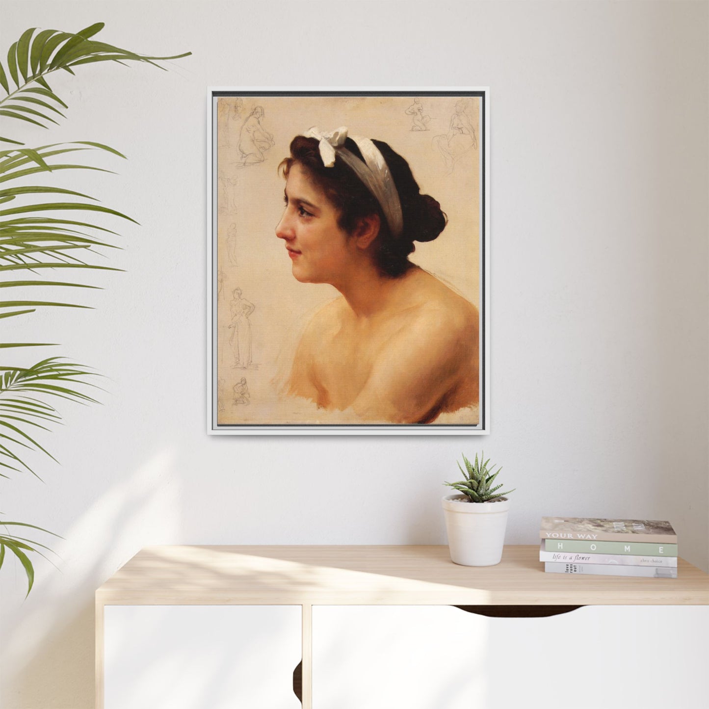 Study Of A Woman For Offering To Love by William Adolphe Bouguereau Framed Matte Canvas Print