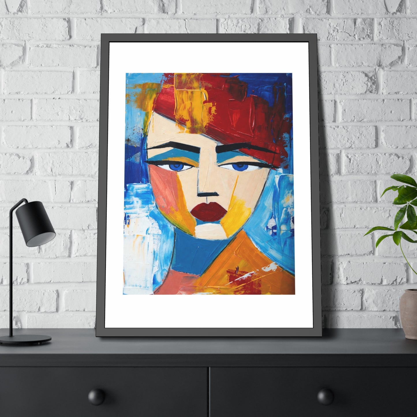 Abstract Colorful Face Framed Poster — Modern Pop Art Wall Print