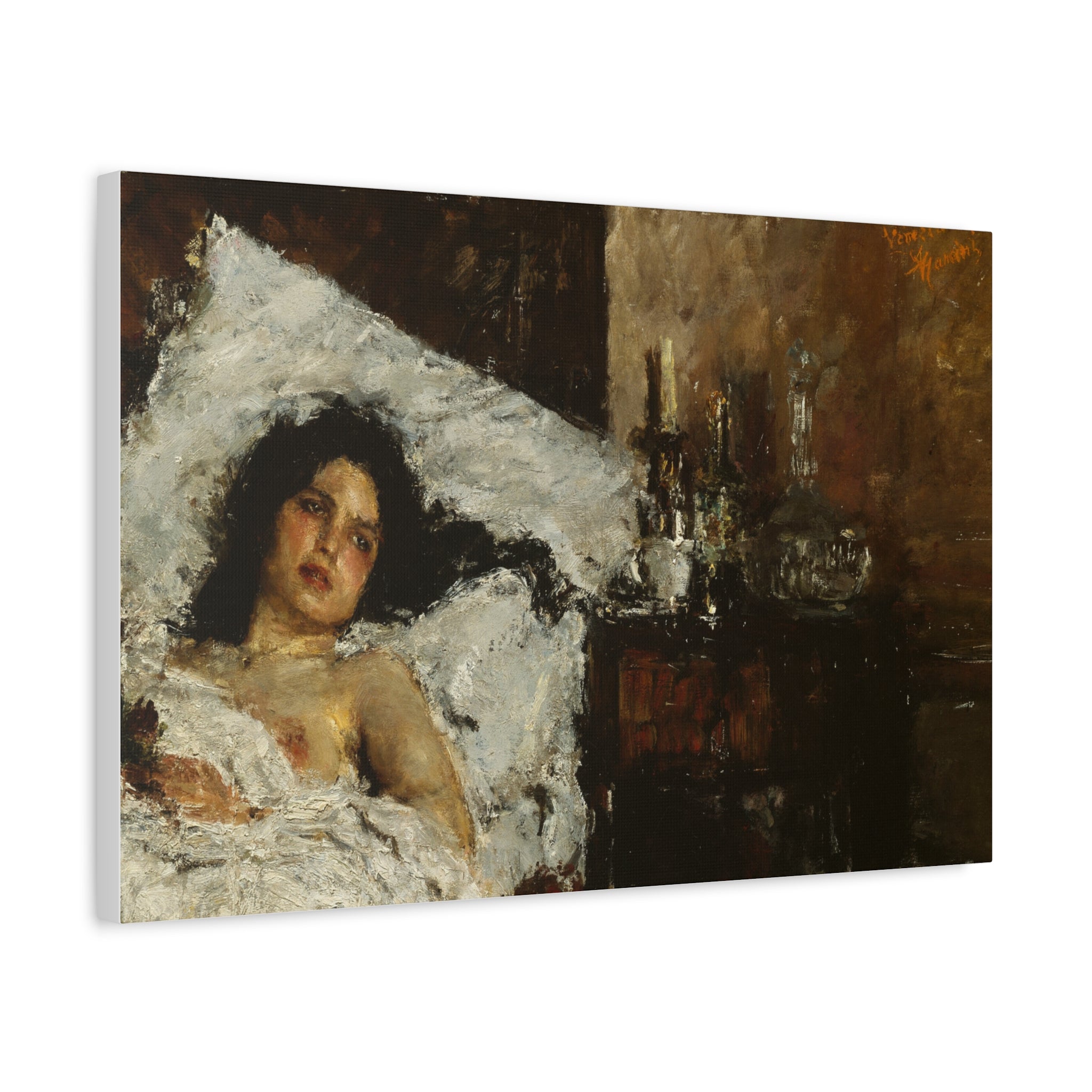 Resting by Antonio Mancini Matte Canvas Wall Art Print