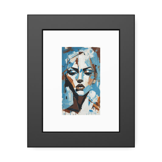 Framed Art Print - Abstract Blue Portrait Poster (Modern Wall Decor)