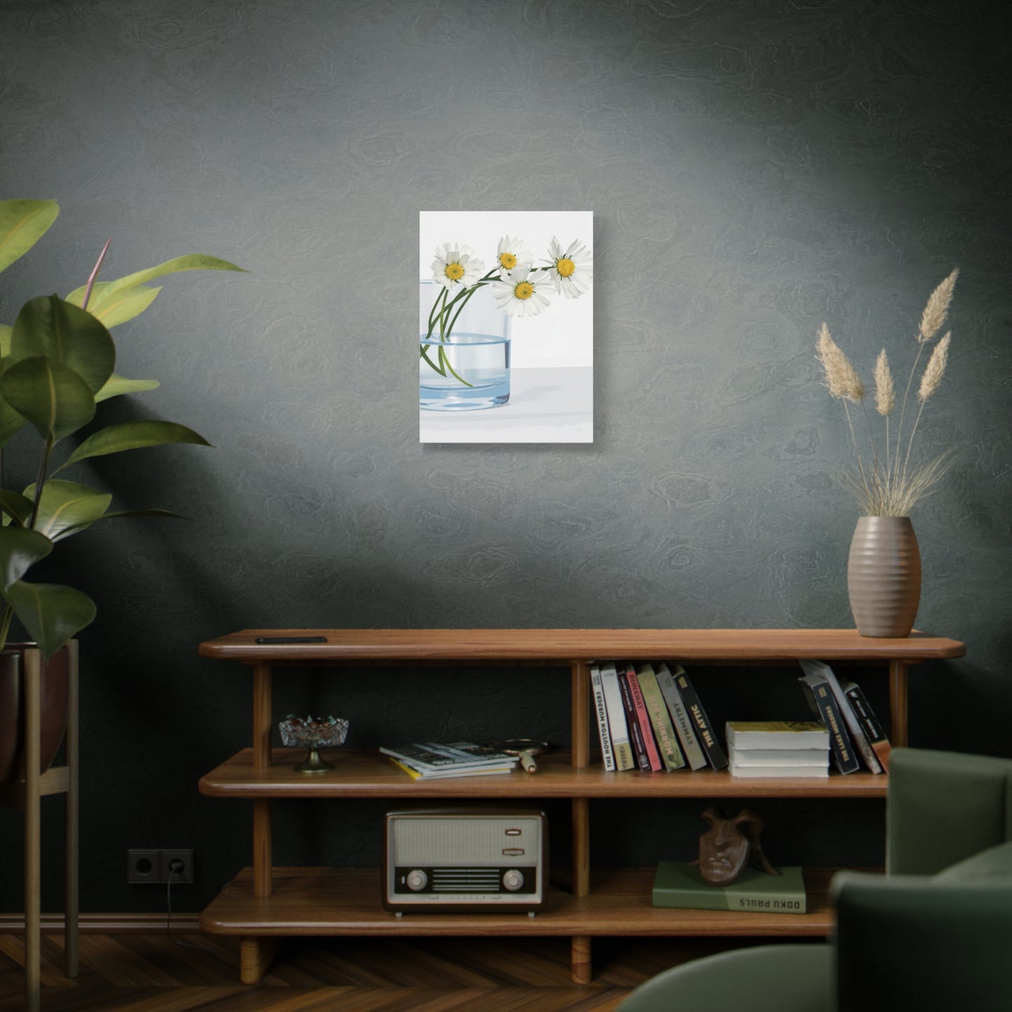 Daisy Glass Vase Canvas Print — Matte Stretched Wall Art