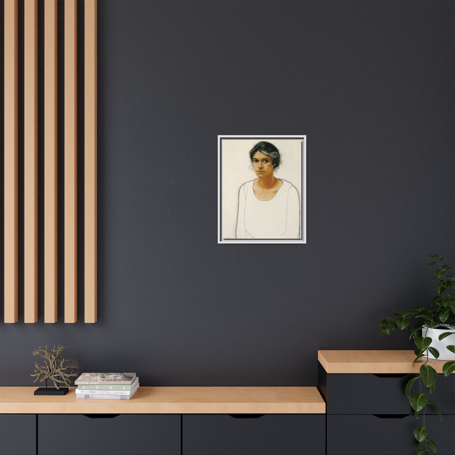 Portrait of a Woman by Winold Reiss Framed Matte Canvas Portrait Print