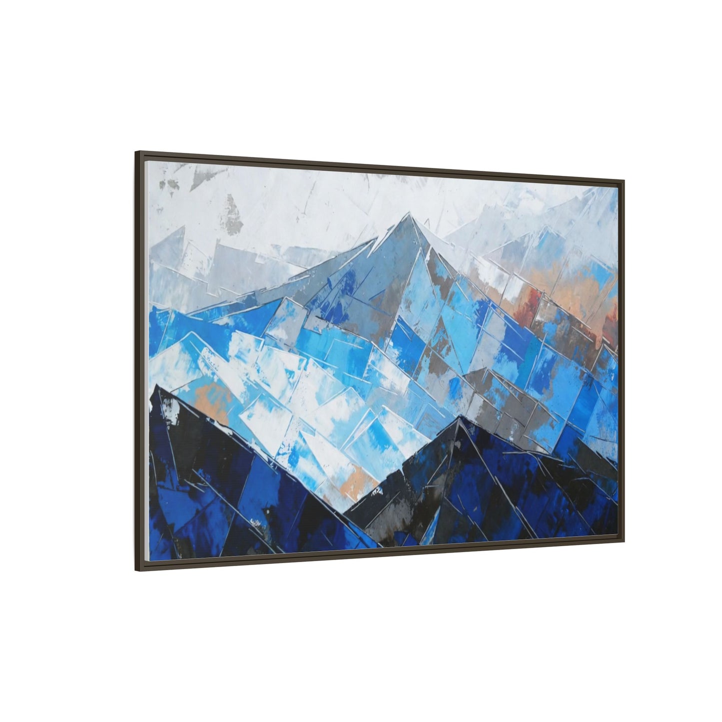 Framed Matte Canvas Blue Mountain Abstract Wall Art