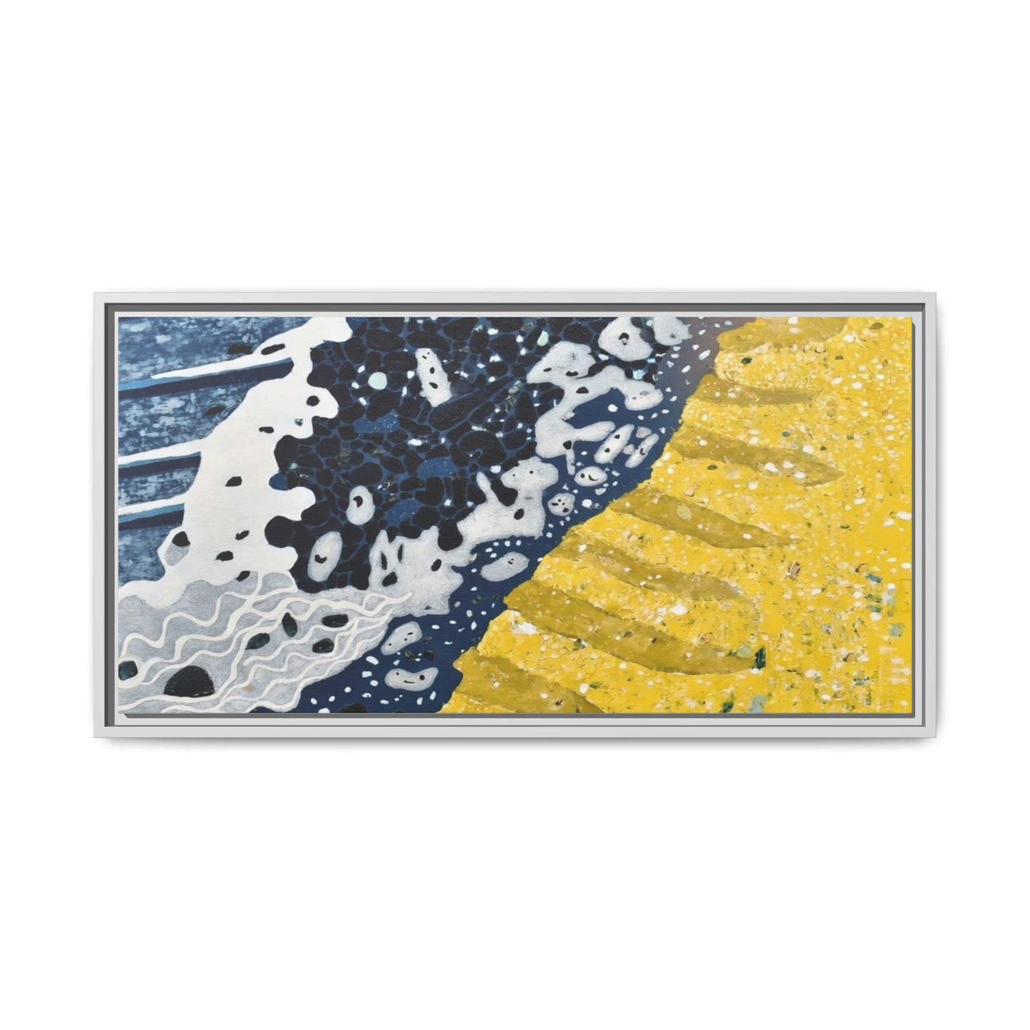Framed Abstract Ocean & Sand Matte Canvas Print