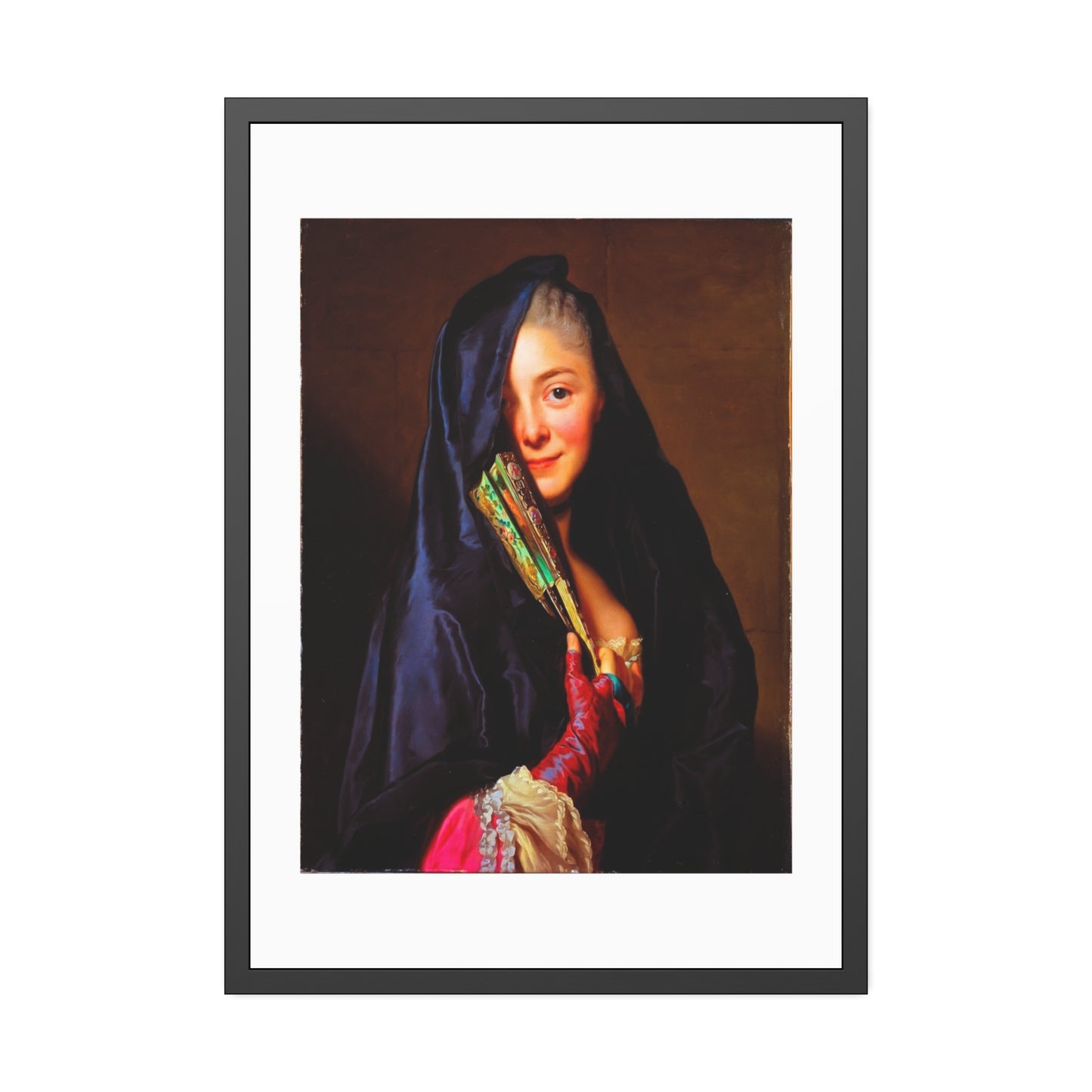 Framed Art Print — Woman with Fan Vintage Portrait Poster