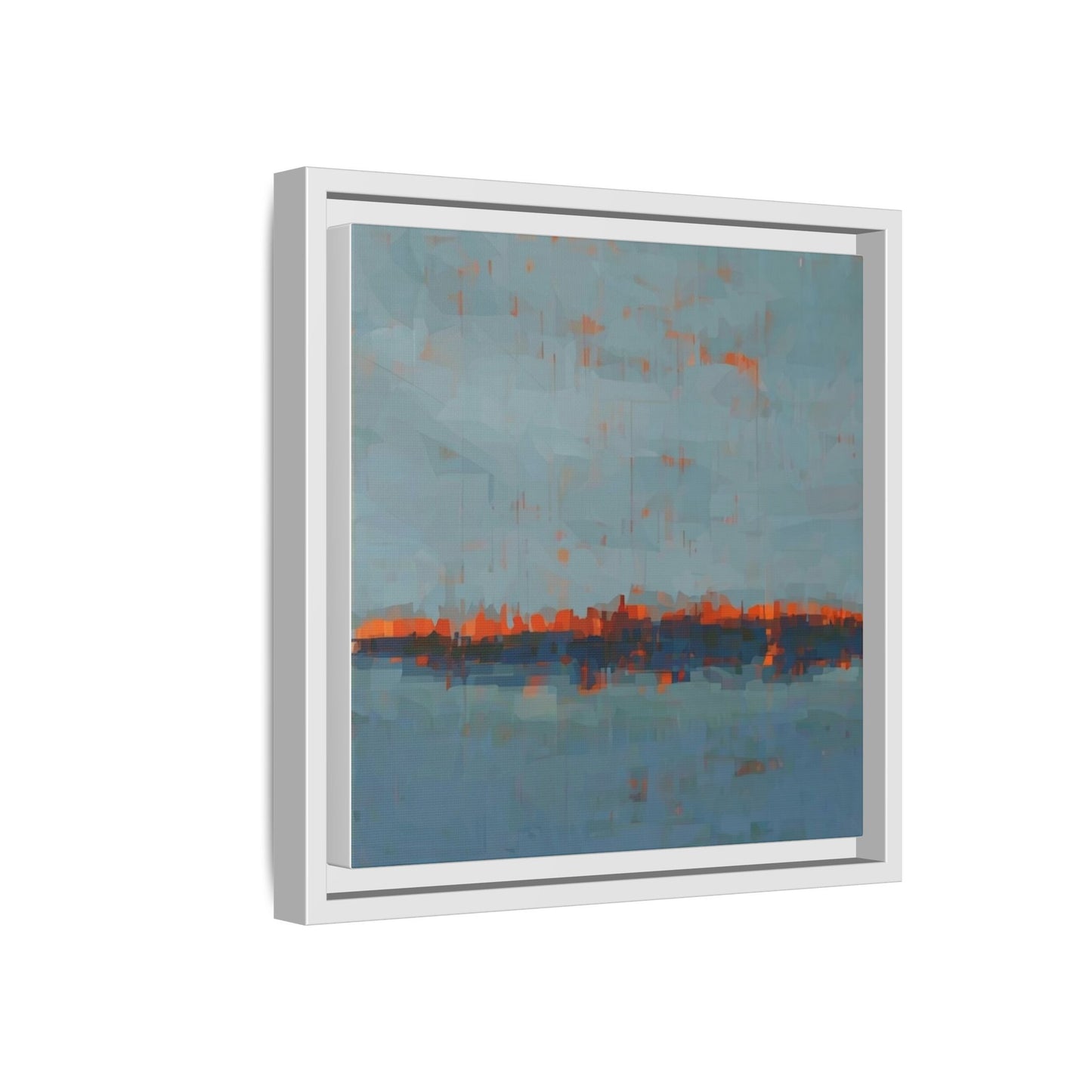 Framed Canvas Art — Teal & Orange Abstract Seascape