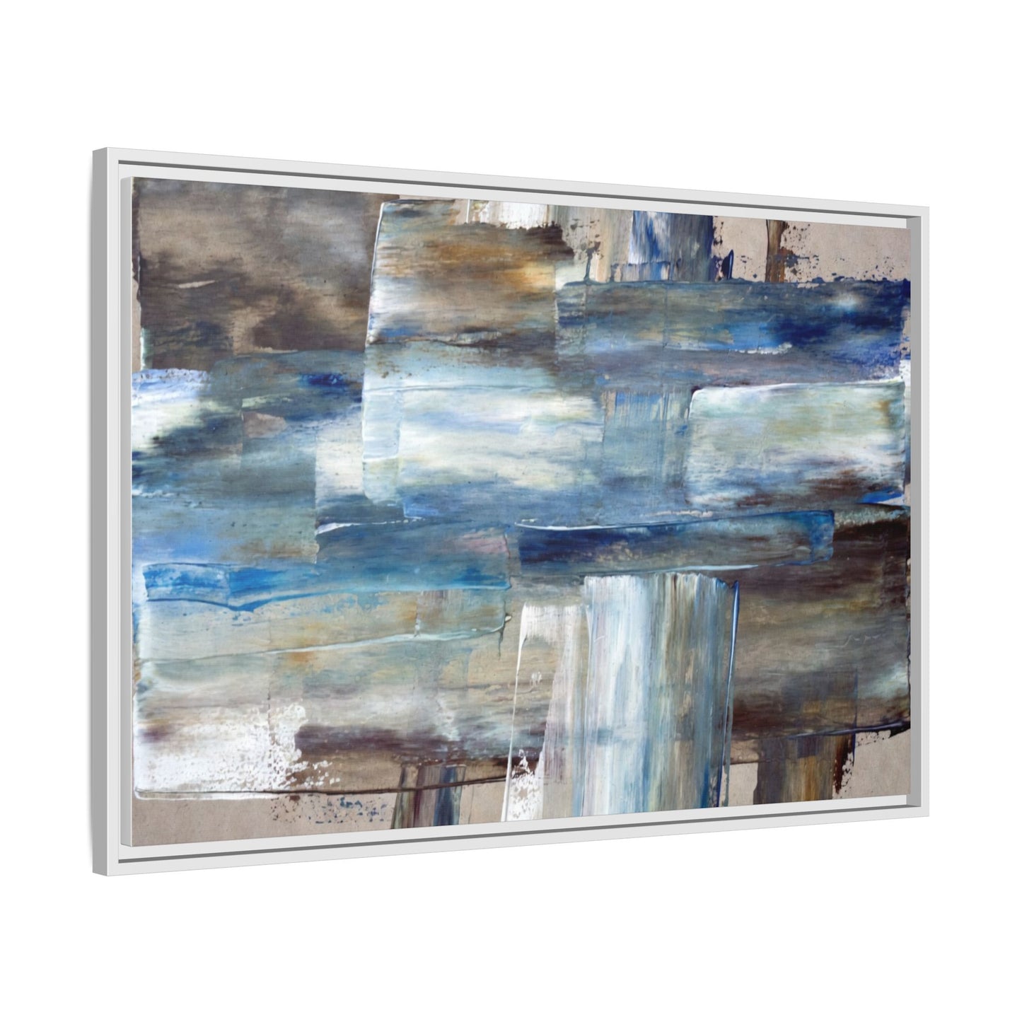 Abstract Blue Coastal Matte Canvas Framed Wall Art