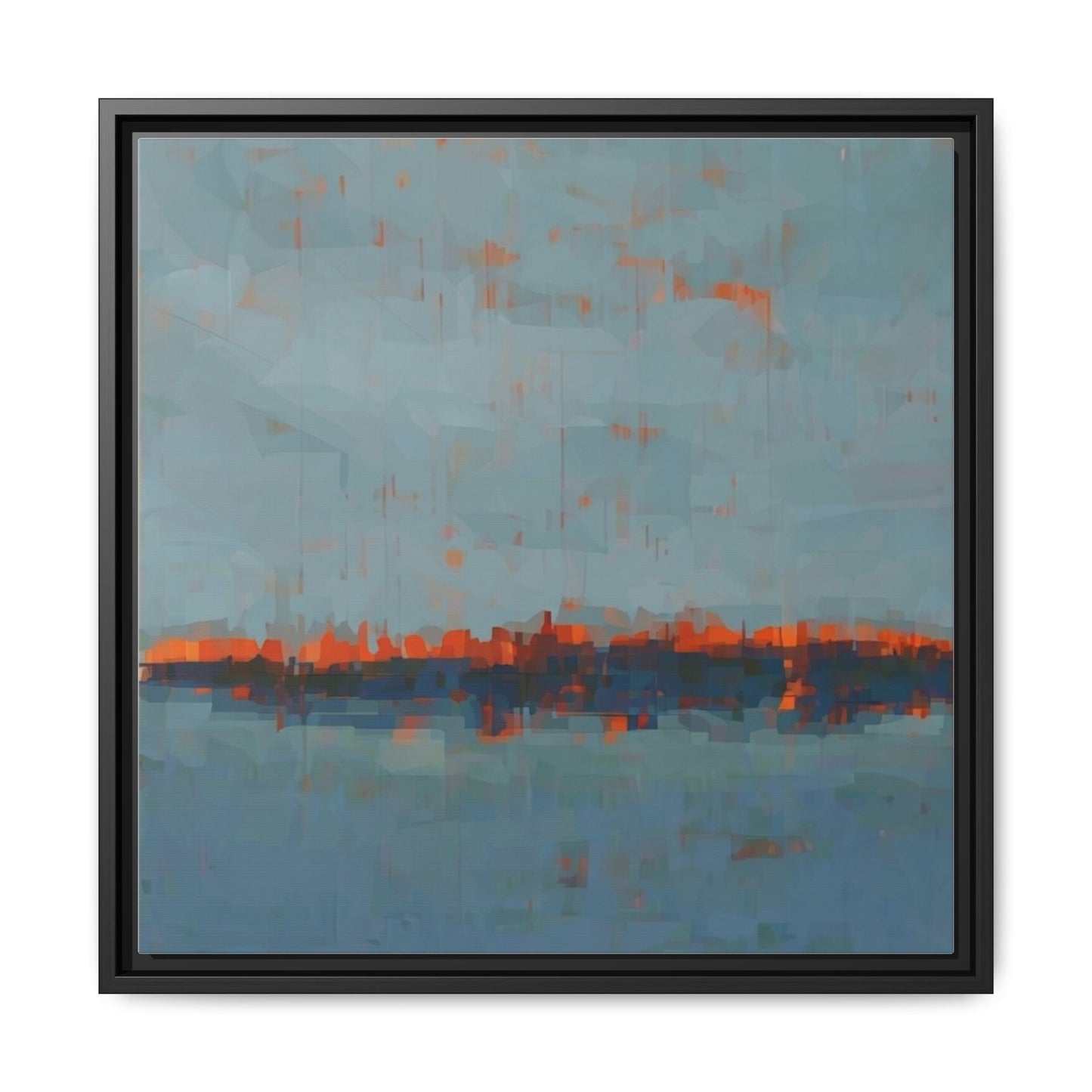 Framed Canvas Art — Teal & Orange Abstract Seascape