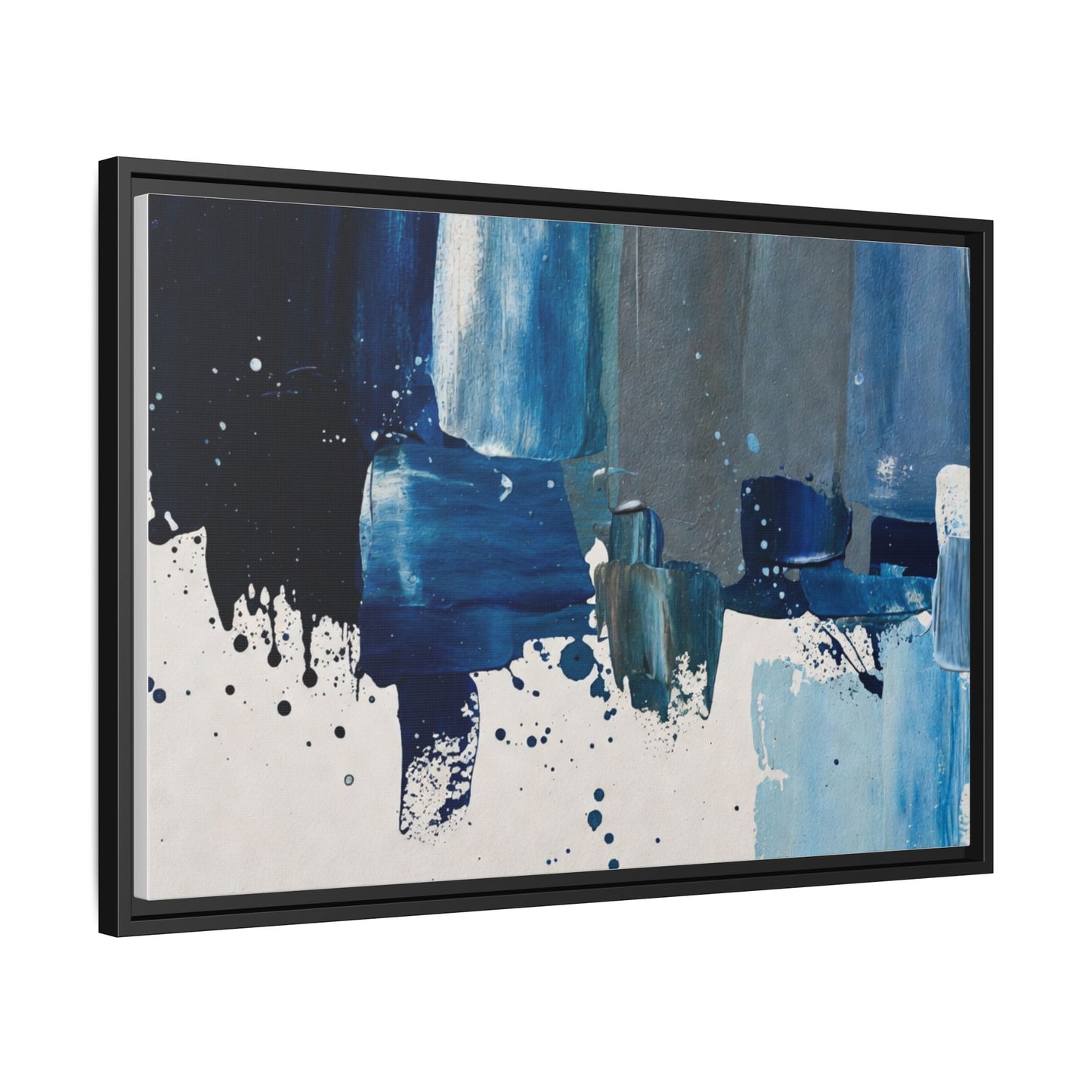 Abstract Blue Ocean Matte Canvas Framed Wall Art