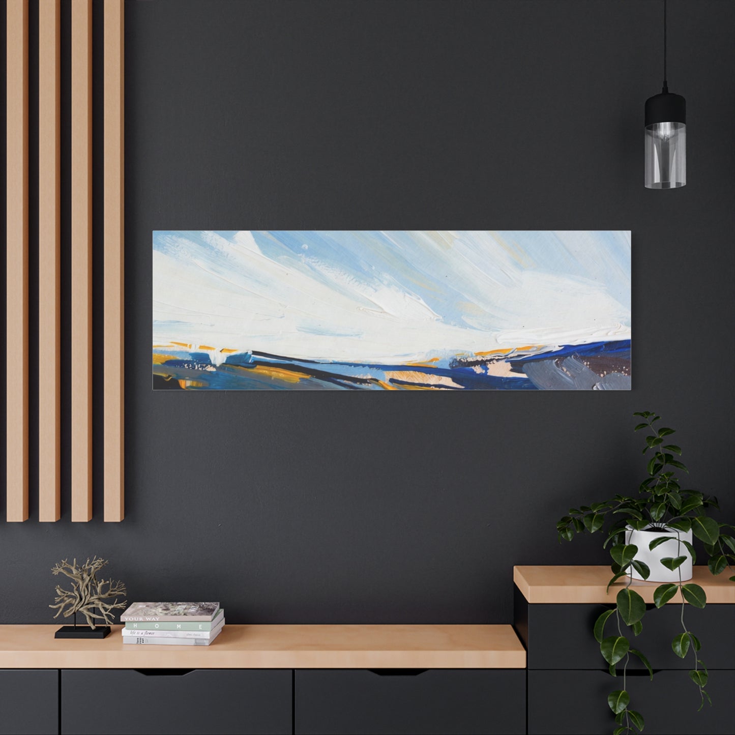Abstract Coastal Landscape Canvas Print — Blue Sky Seascape Wall Art