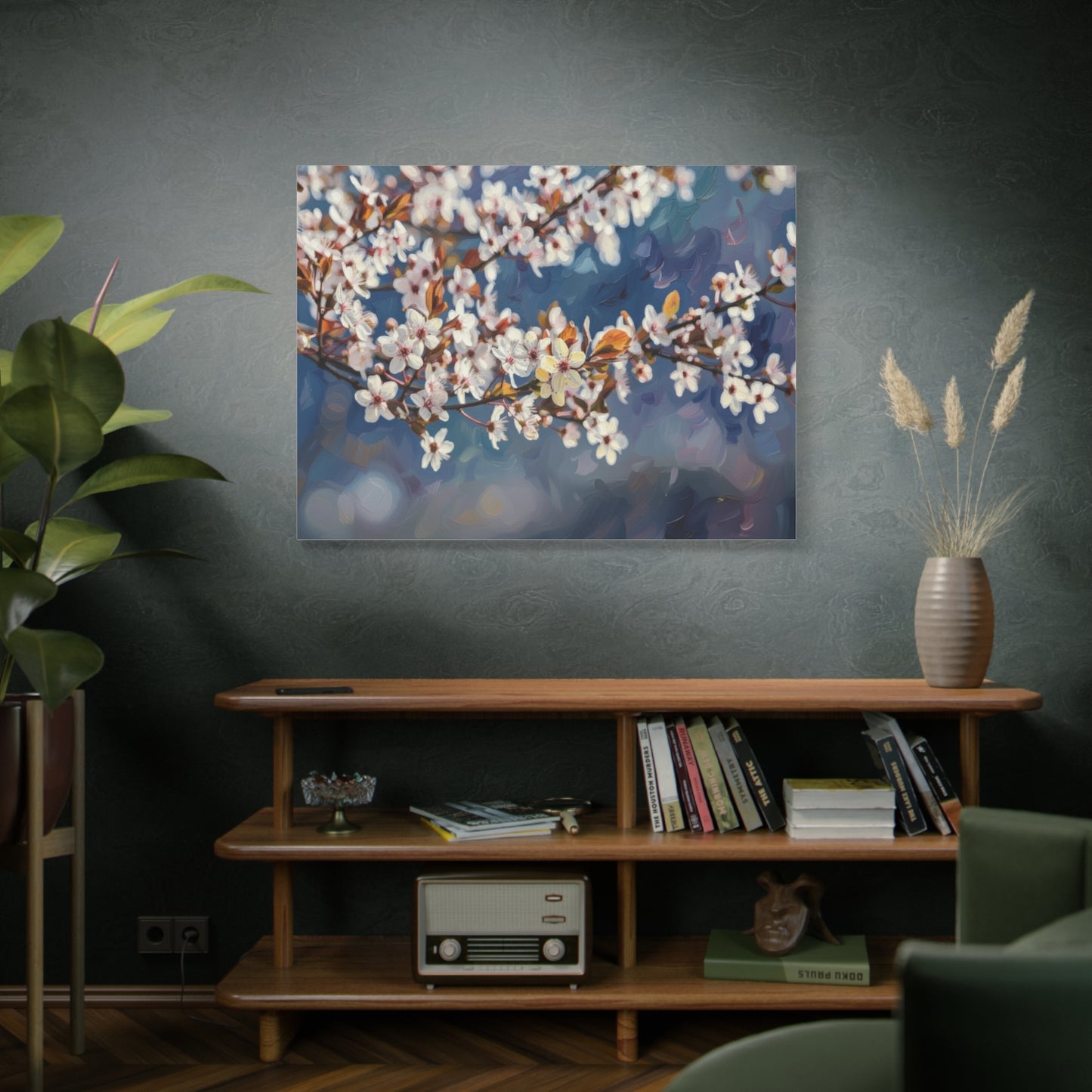 Cherry Blossom Branch Matte Canvas Wall Art — Spring Floral Print
