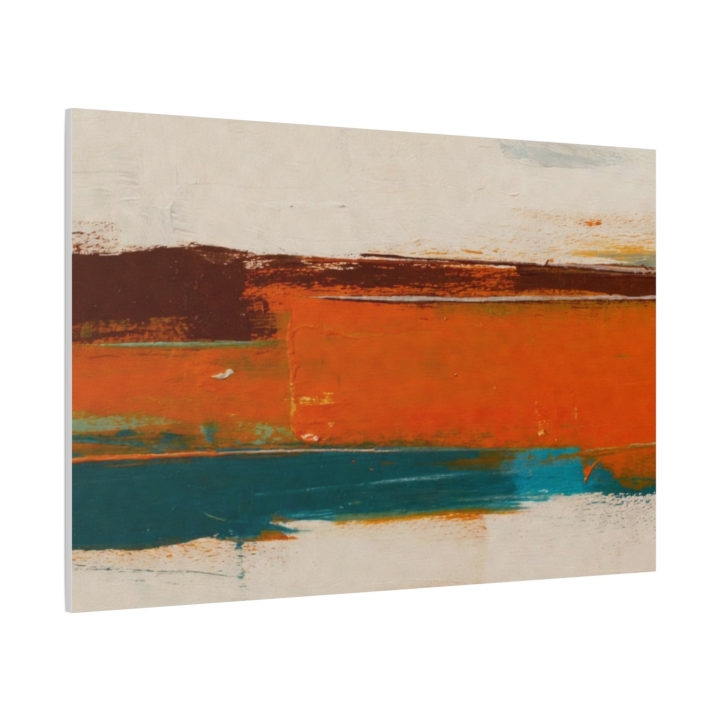 Abstract Orange & Teal Matte Canvas Wall Art — Stretched 1.25"