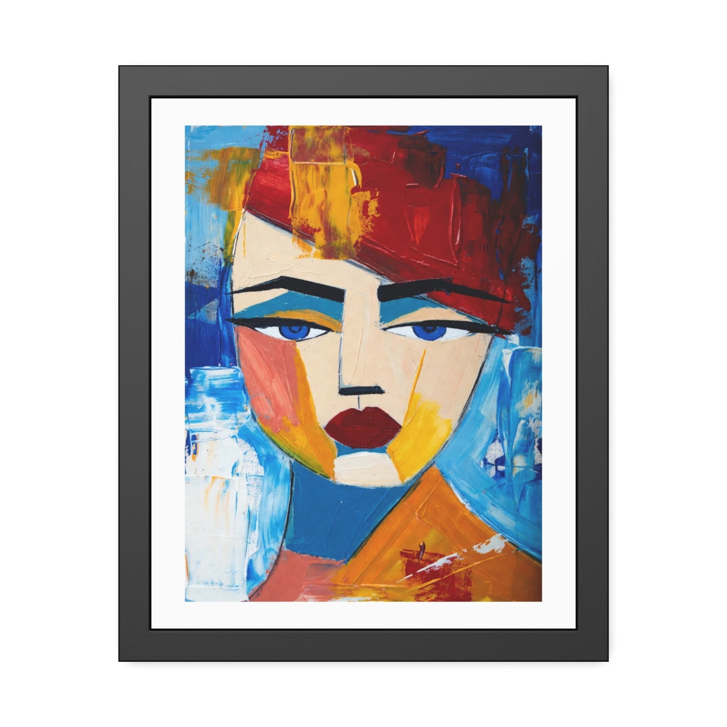 Abstract Colorful Face Framed Poster — Modern Pop Art Wall Print