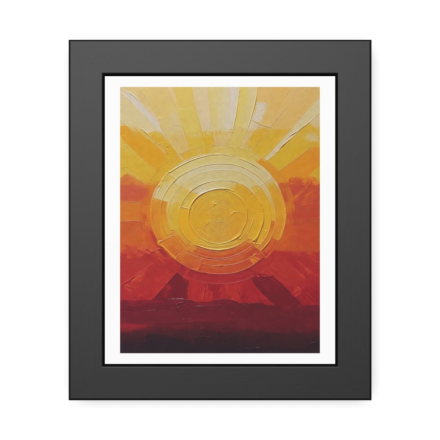 Sunburst Abstract Framed Art Print — Warm Sunrise Poster