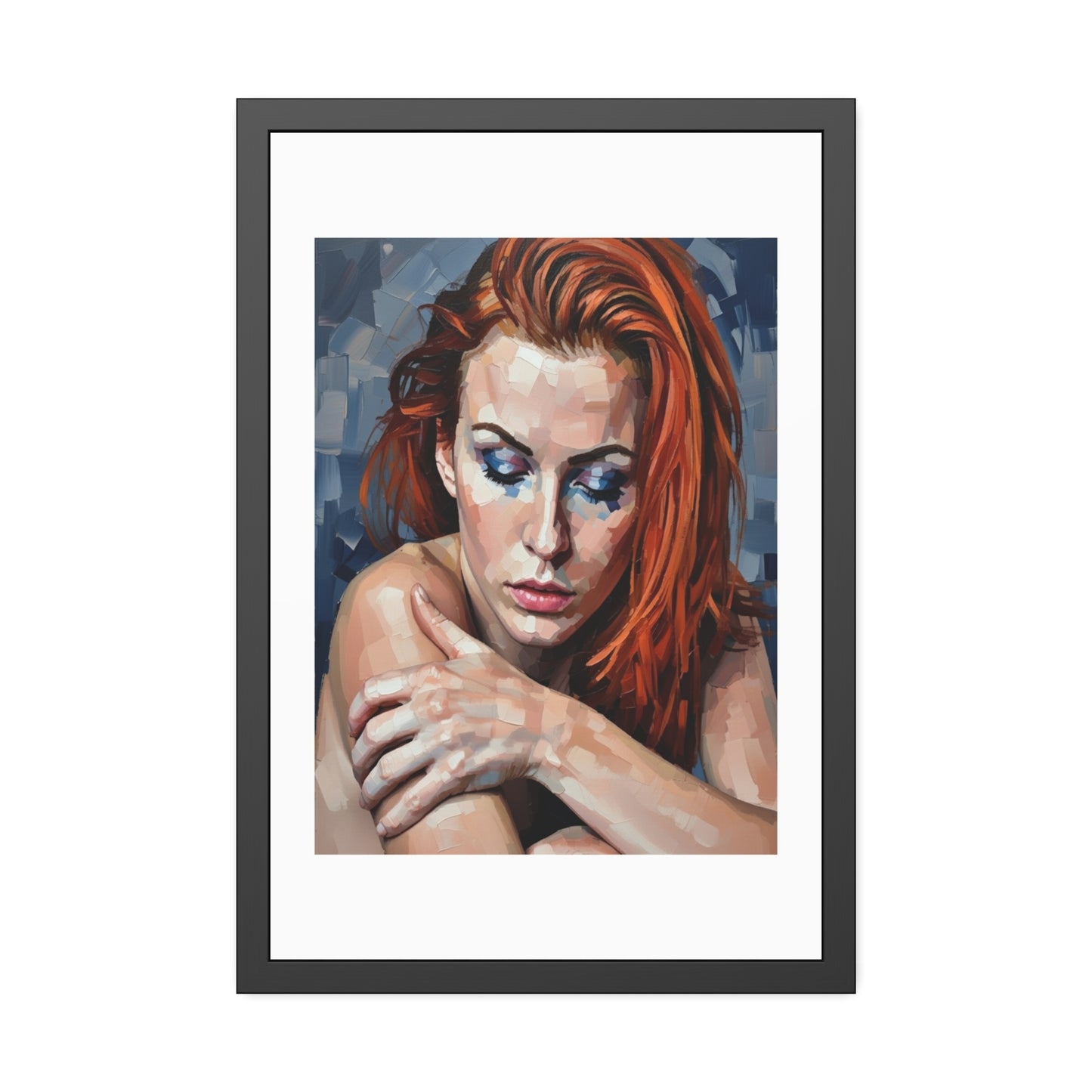 Framed Poster - Moody Redhead Portrait Art Print (Framed)