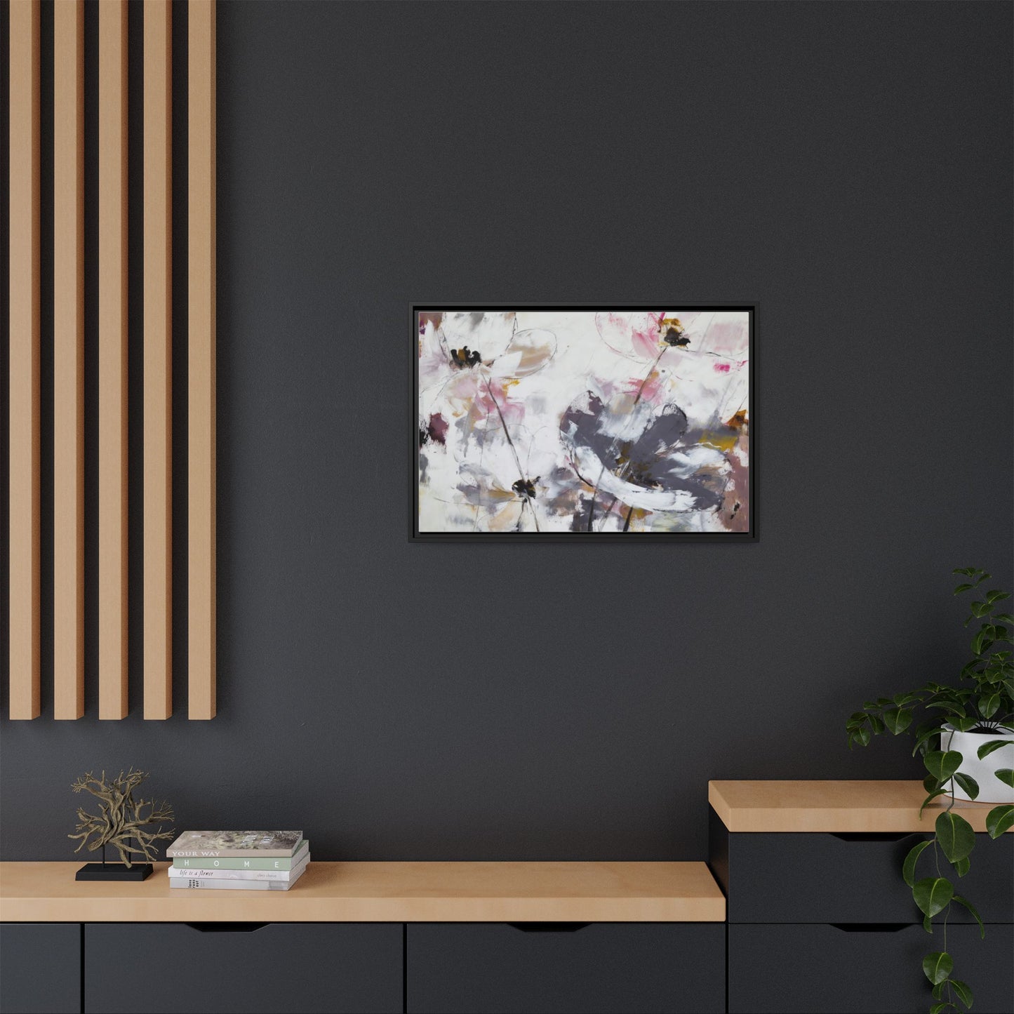 Abstract Floral Matte Canvas Framed Wall Art — Soft Watercolor Blooms