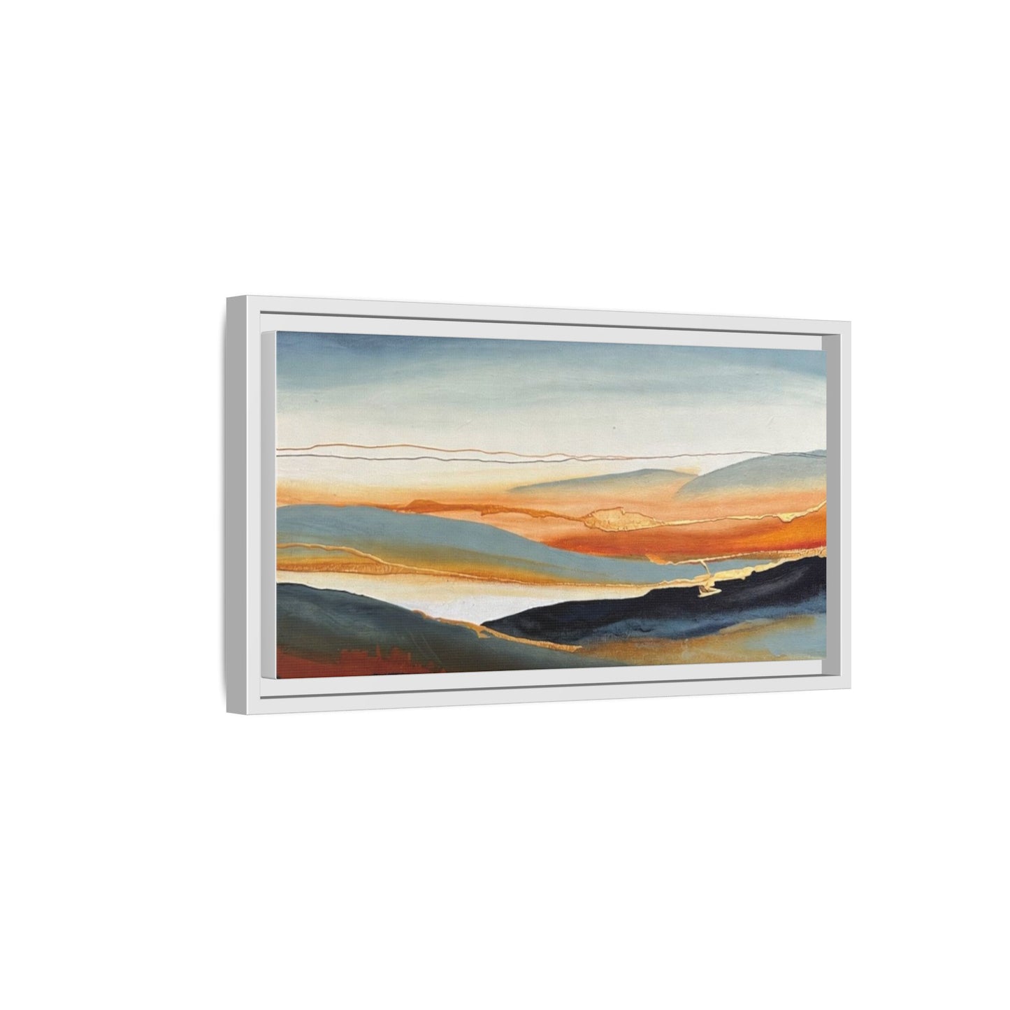 Framed Matte Canvas: Abstract Coastal Sunset Landscape Wall Art