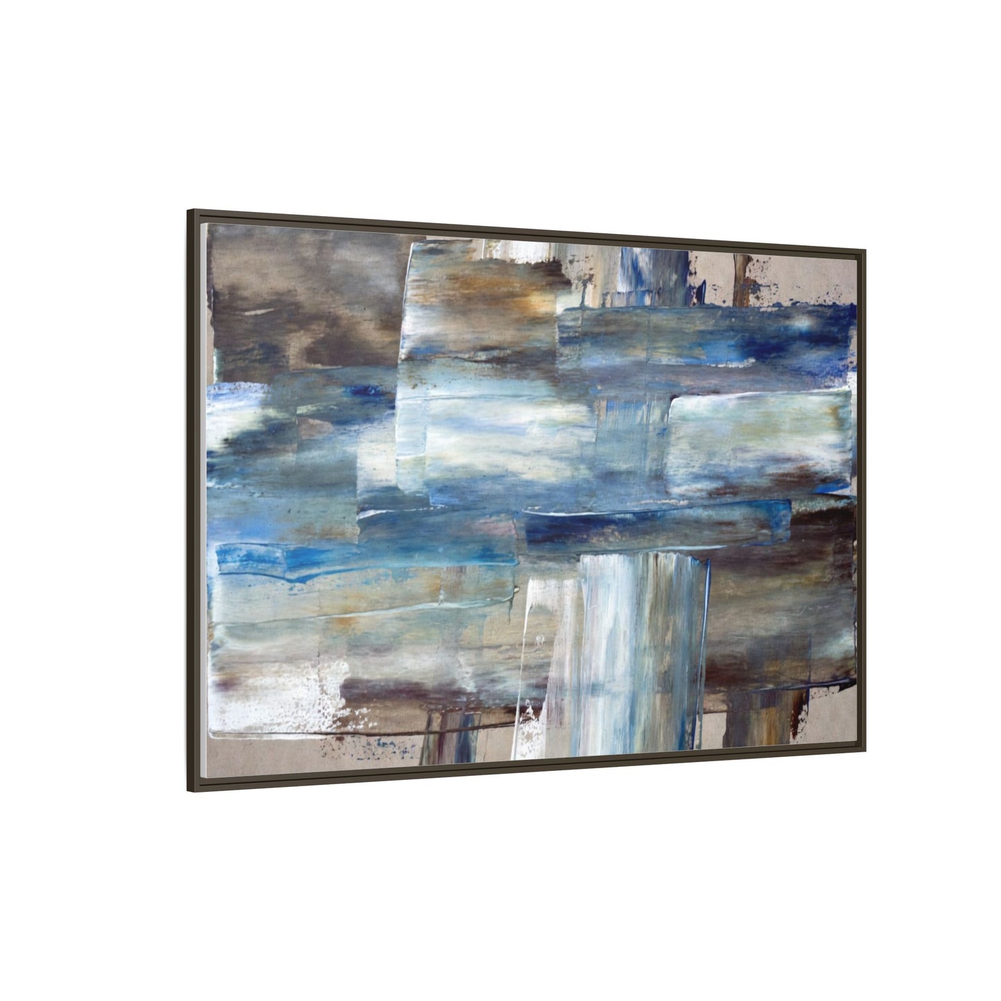 Abstract Blue Coastal Matte Canvas Framed Wall Art