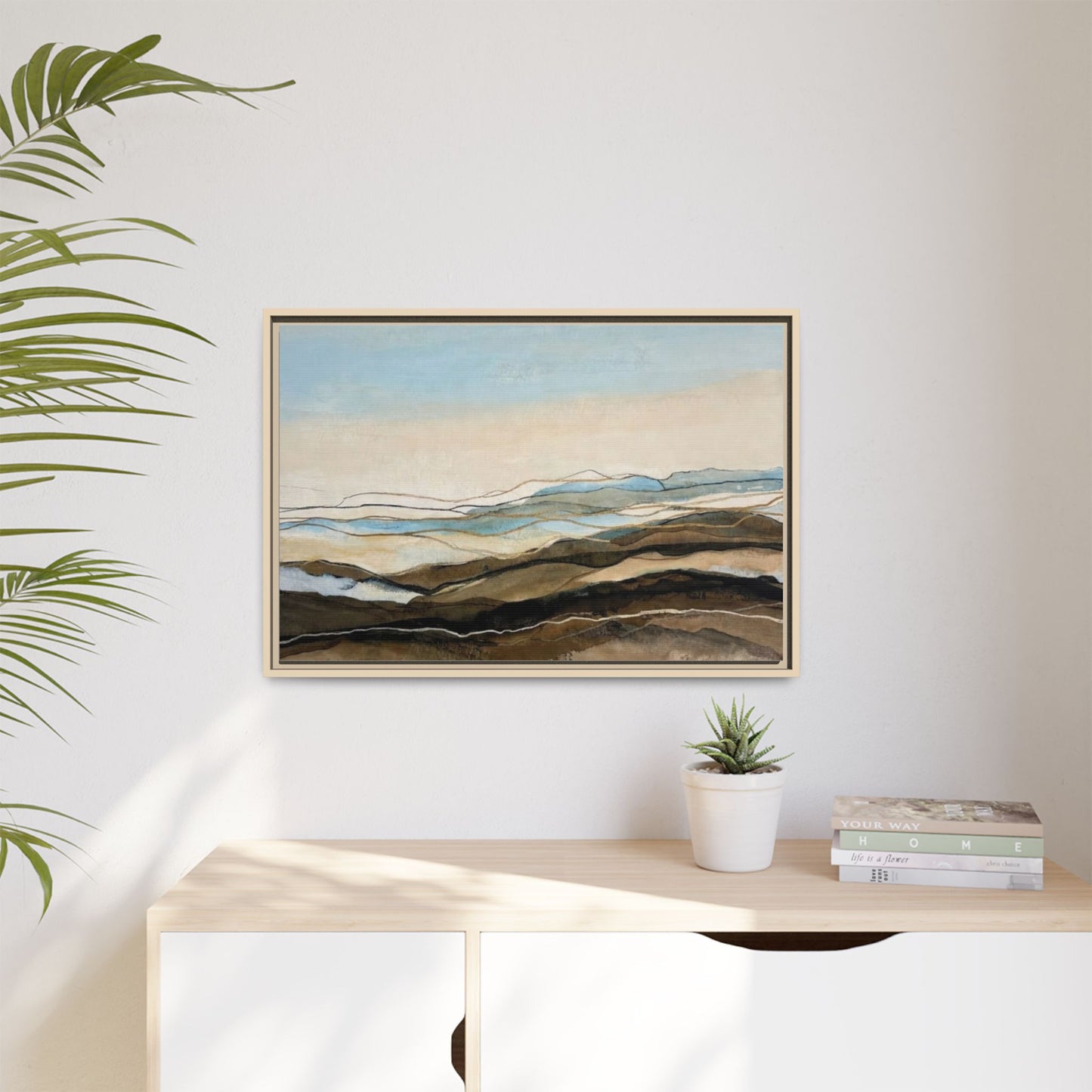 Framed Matte Canvas Print — Abstract Coastal Landscape Wall Art