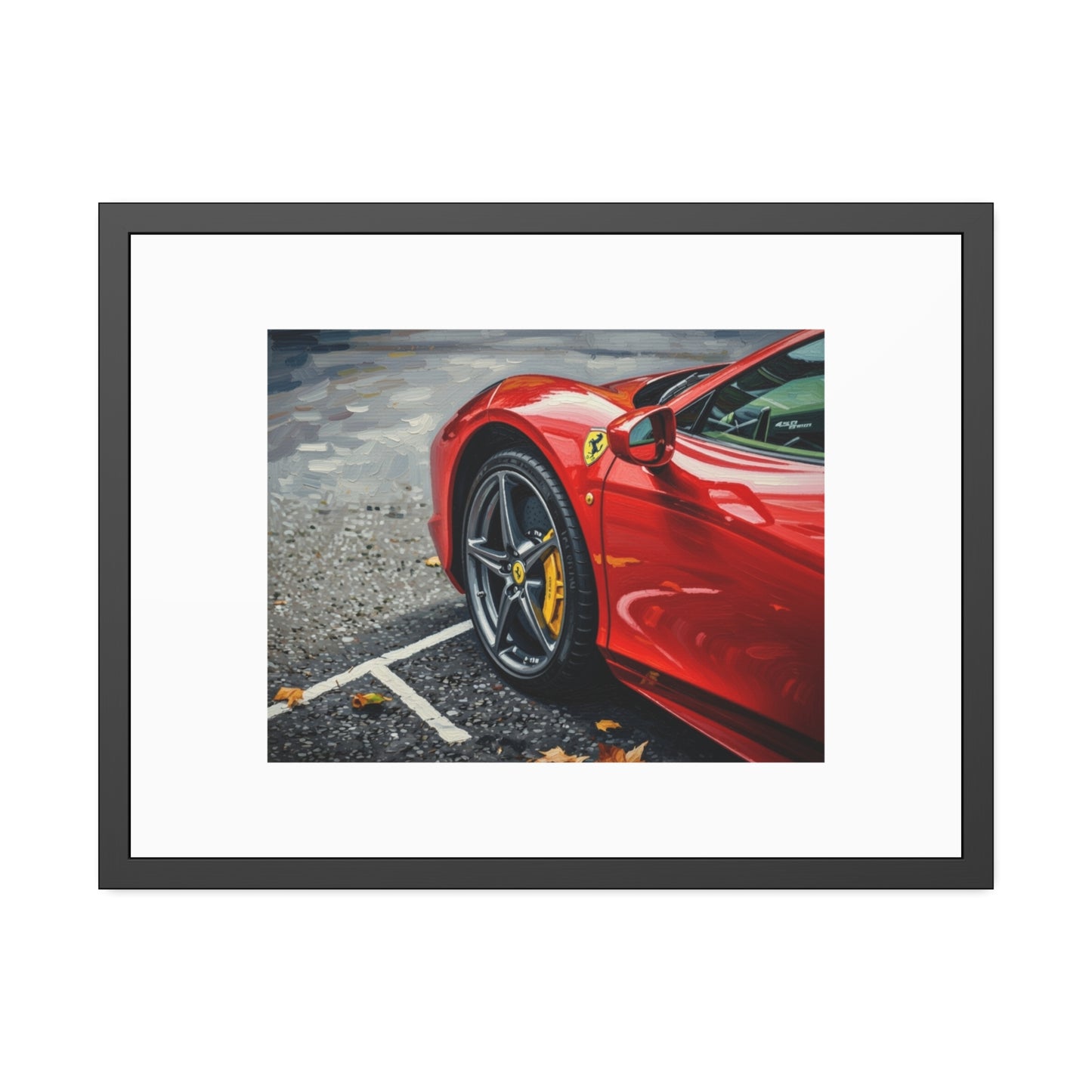 Framed Poster - Red Sports Car Photo, Modern Automotive Wall Art