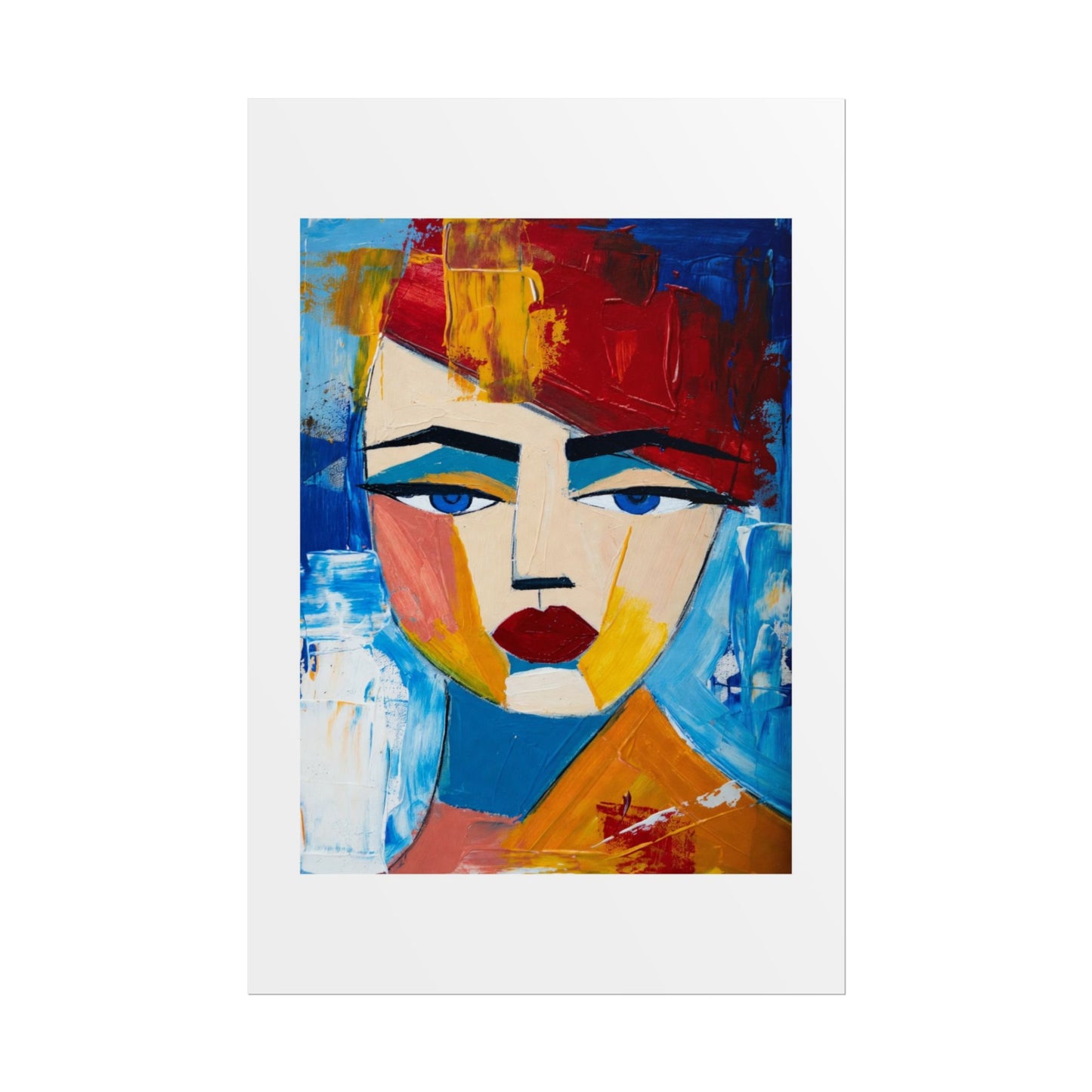 Abstract Colorful Face Poster - Modern Expressionist Rolled Art Print