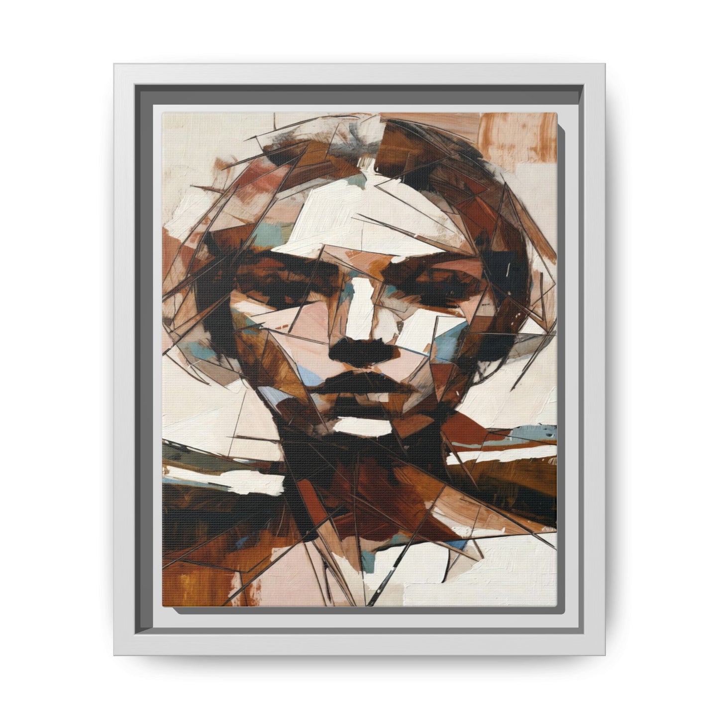 Abstract Woman Portrait Matte Canvas Framed — Geometric Multi-Color Wall Art