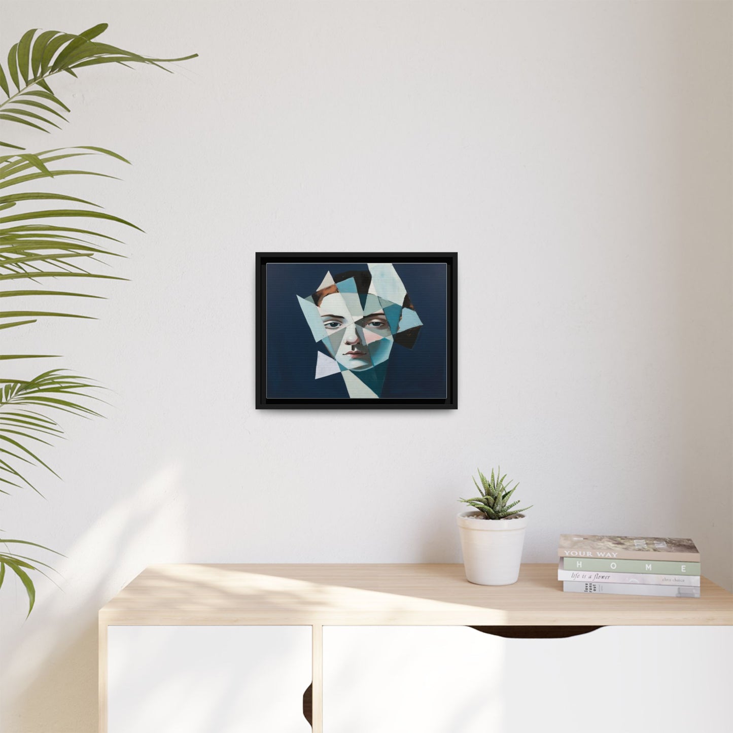 Abstract Fragmented Portrait Matte Canvas (Framed)