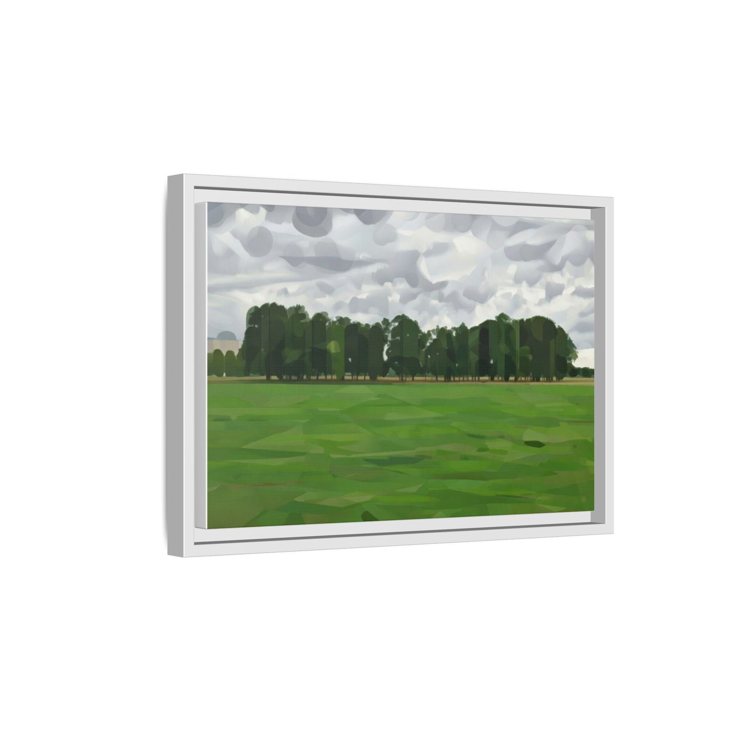 Framed Matte Canvas Print — Minimalist Green Landscape Art
