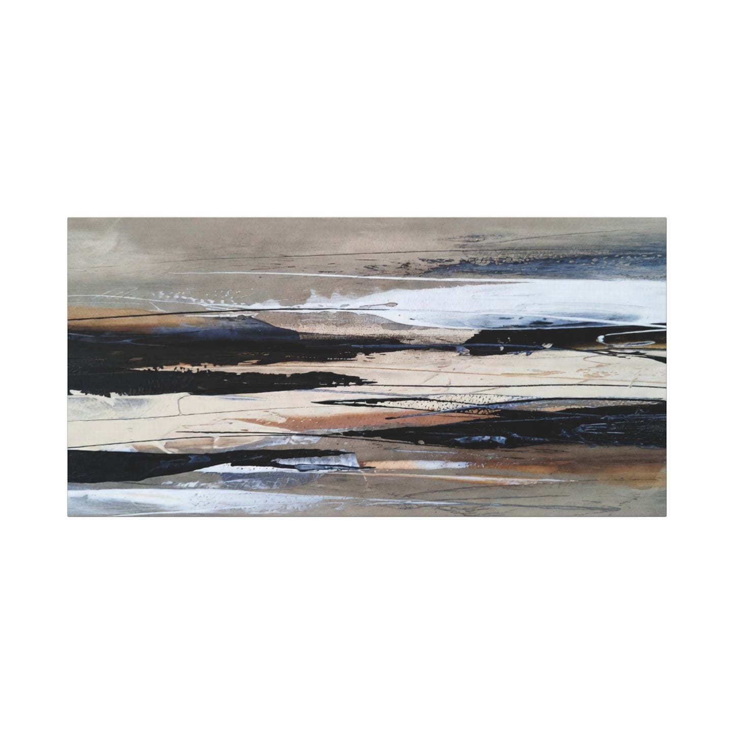 Abstract Coastal Landscape Canvas — Neutral Tones Matte Stretched Wall Art