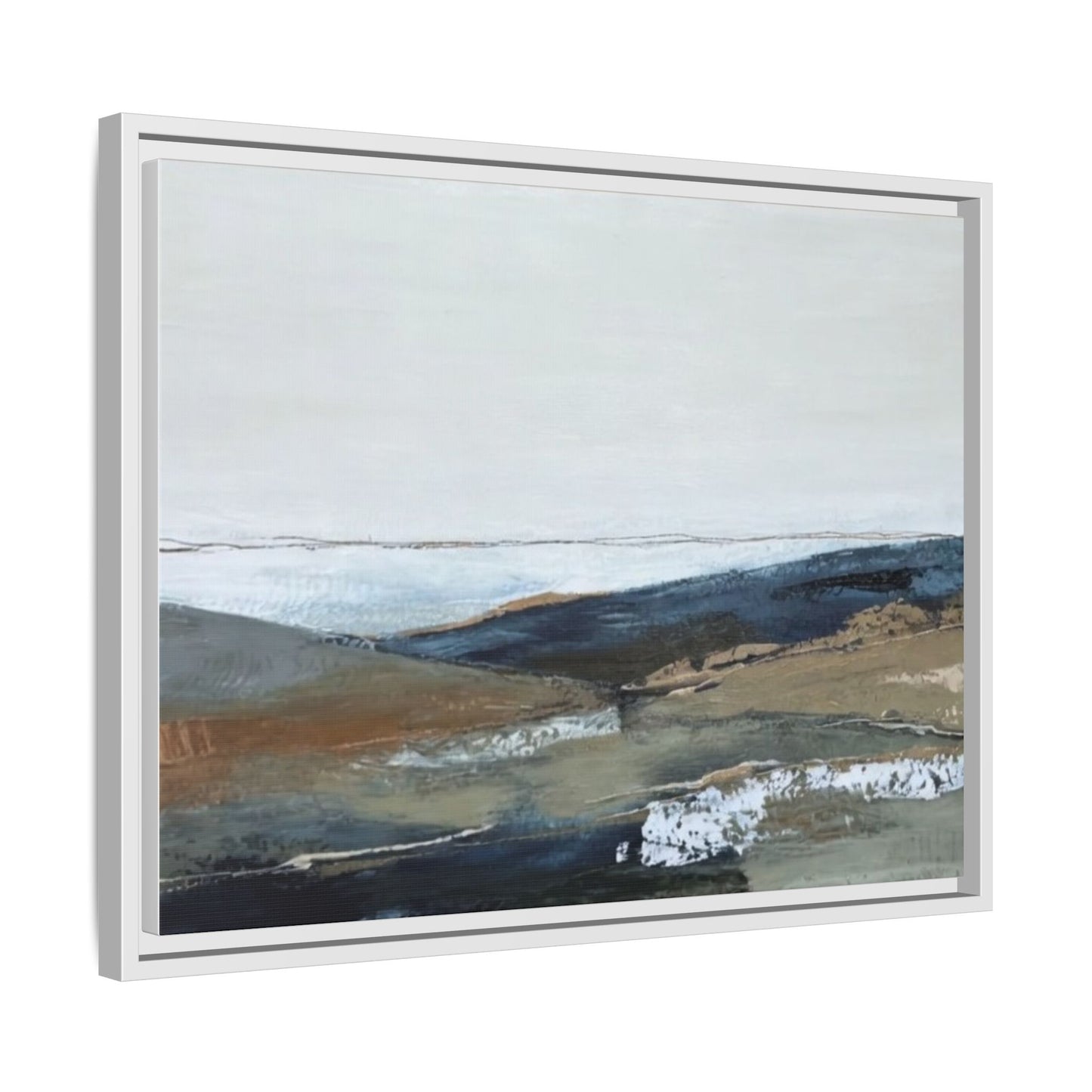 Framed Matte Canvas Wall Art — Serene Coastal Abstract Landscape