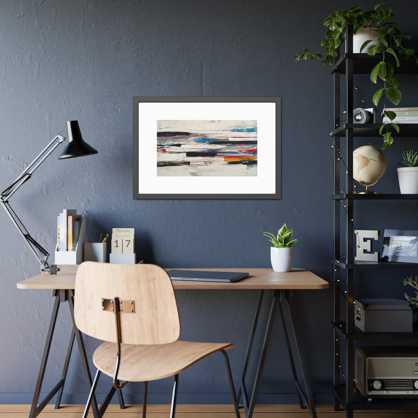 Abstract Color Stripe Framed Poster - Modern Minimalist Wall Art