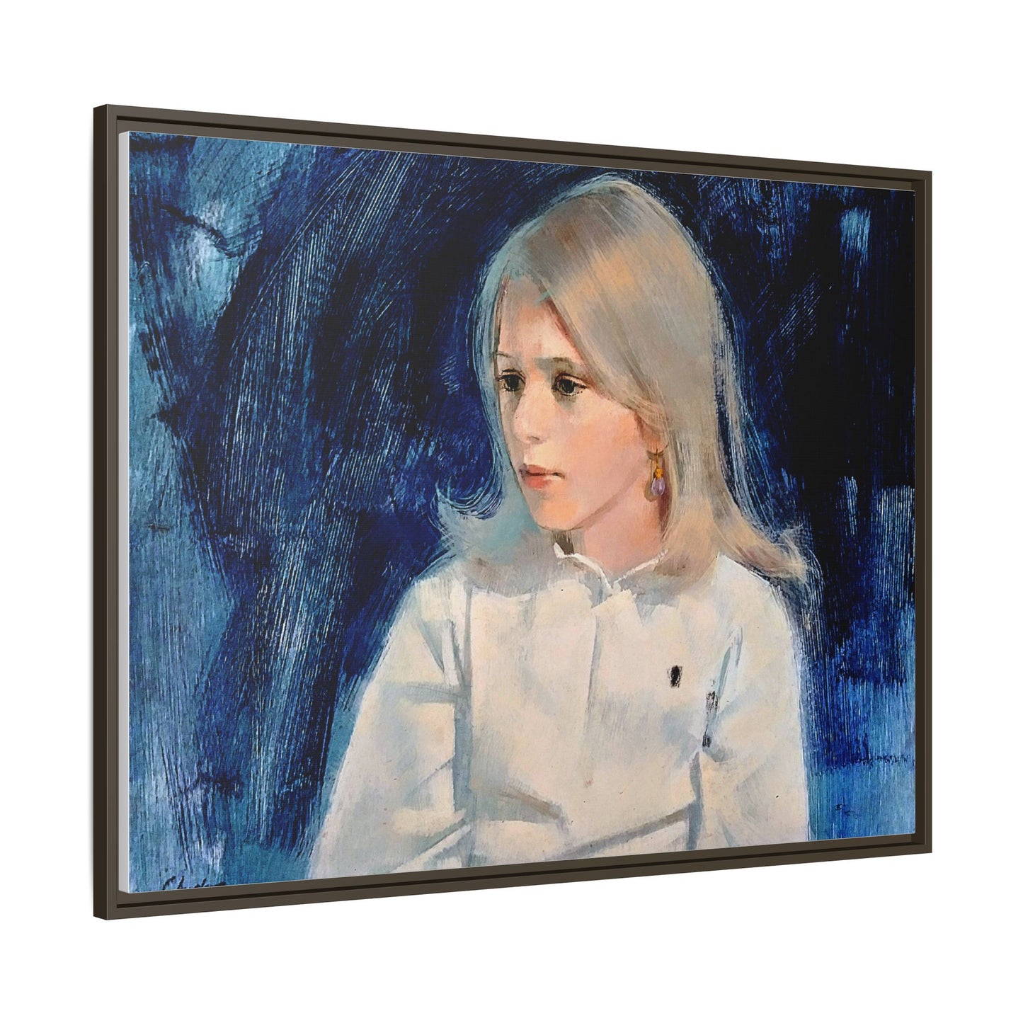Painting of girl by Unknown Artist Framed Matte Canvas Classic Wall Art