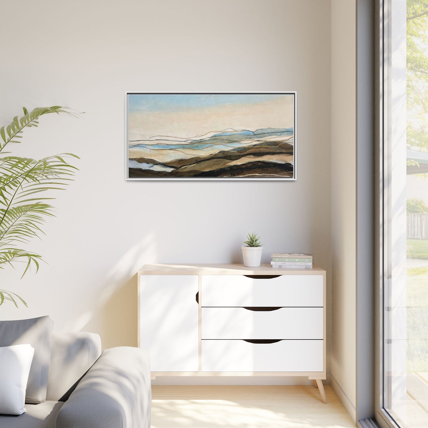 Framed Matte Canvas Print — Abstract Coastal Landscape Wall Art