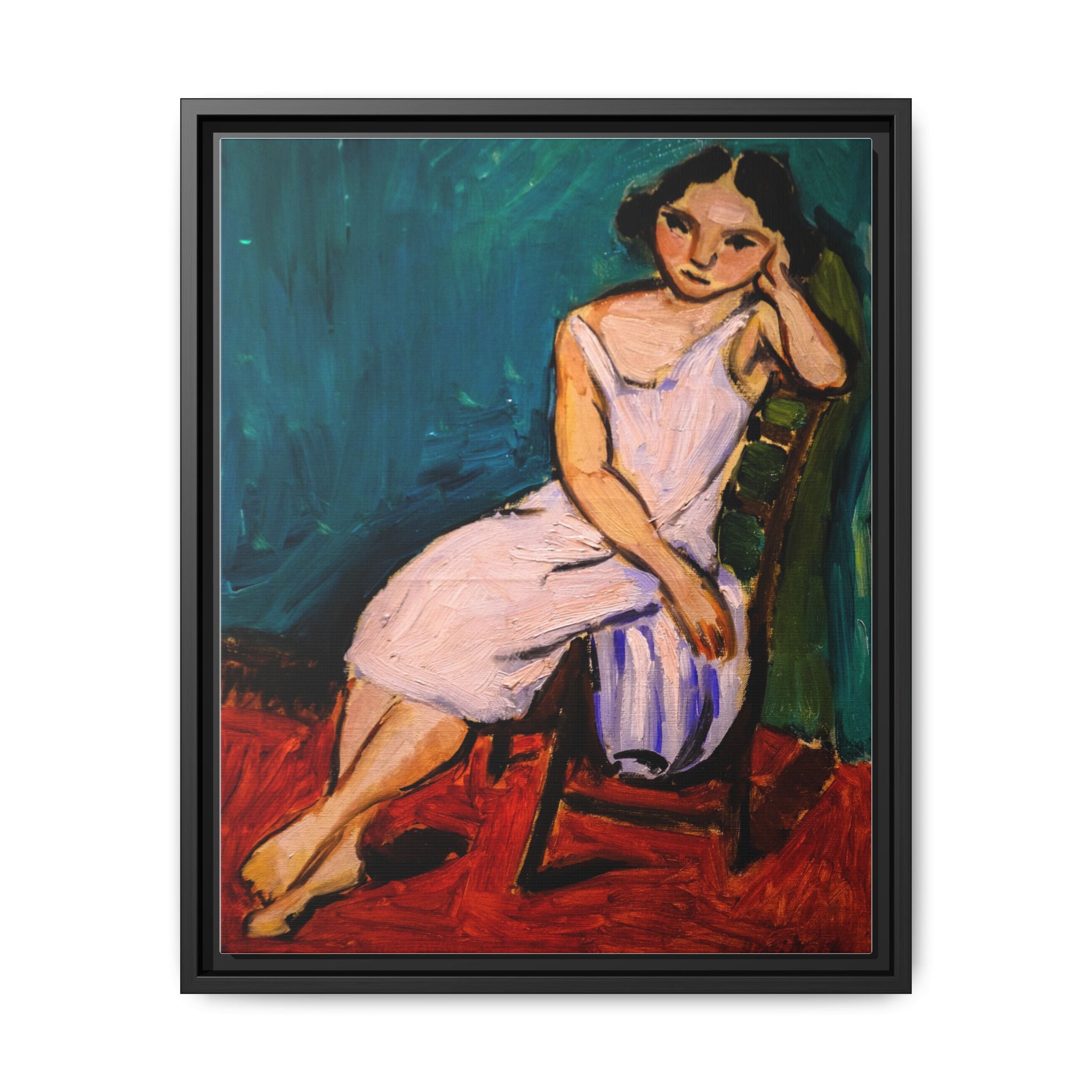 Jeune Fille assise by Henri Matisse Framed Matte Canvas Wall Art
