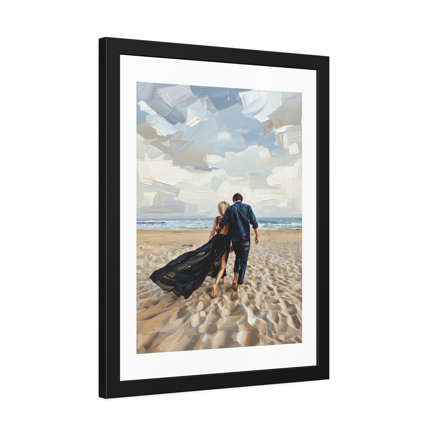 Framed Poster — Romantic Beach Couple Art Print
