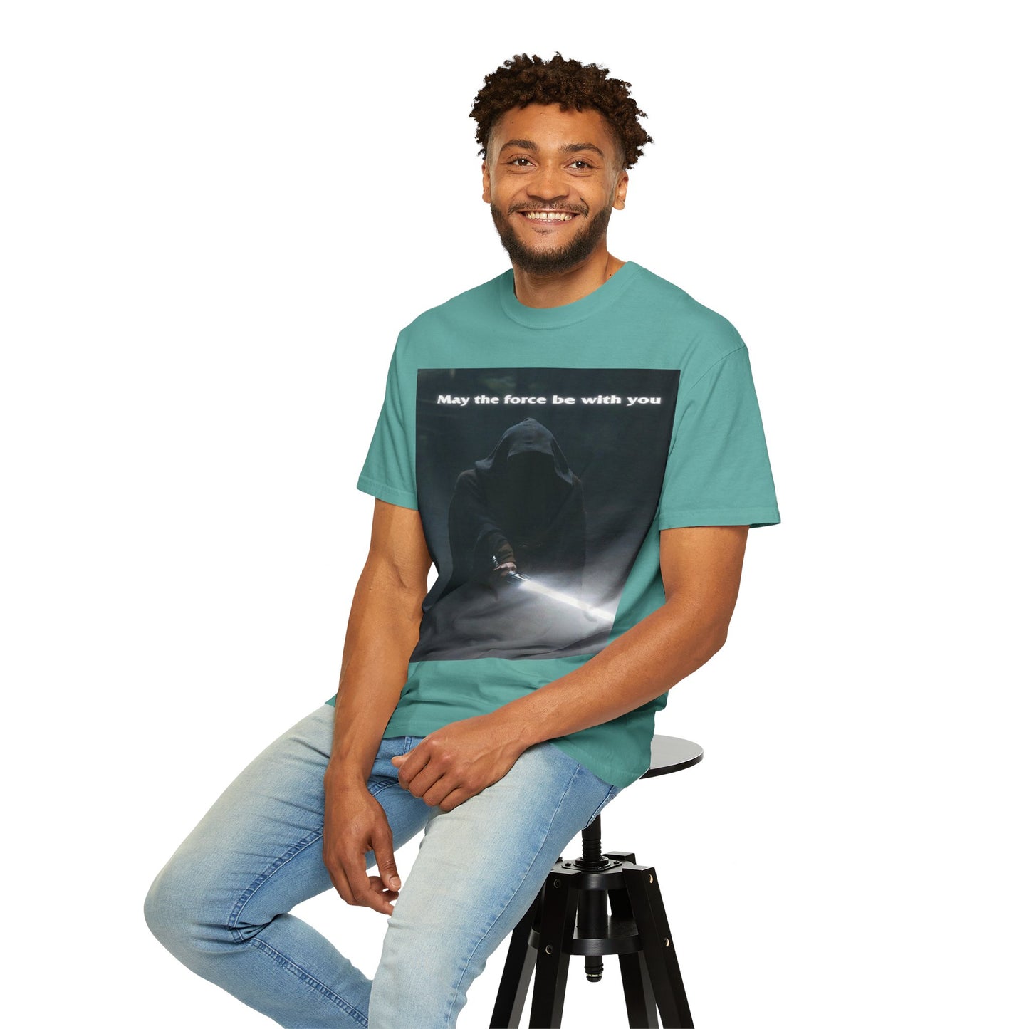 May the Force Be With You T-Shirt — Dark Hooded Lightsaber Graphic Tee