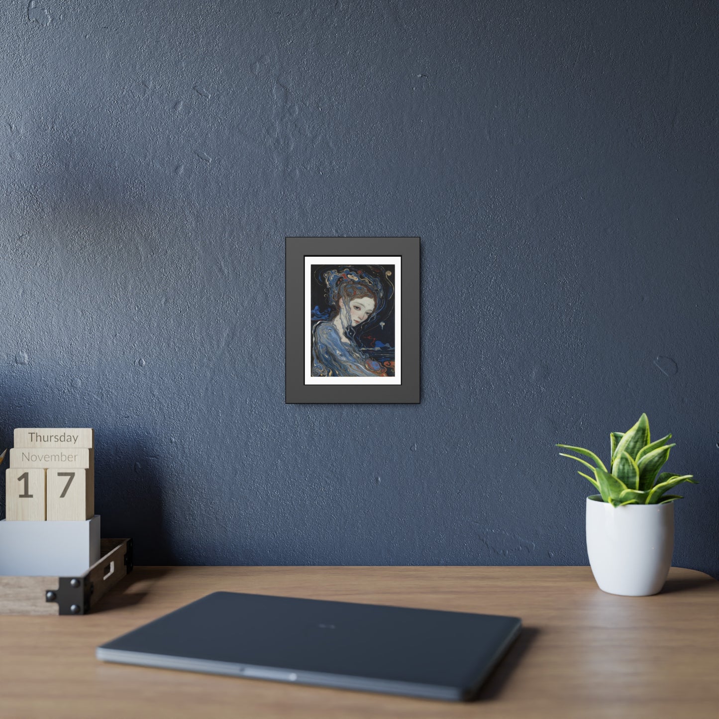 Framed Art Print — Dreamy Blue Portrait Poster