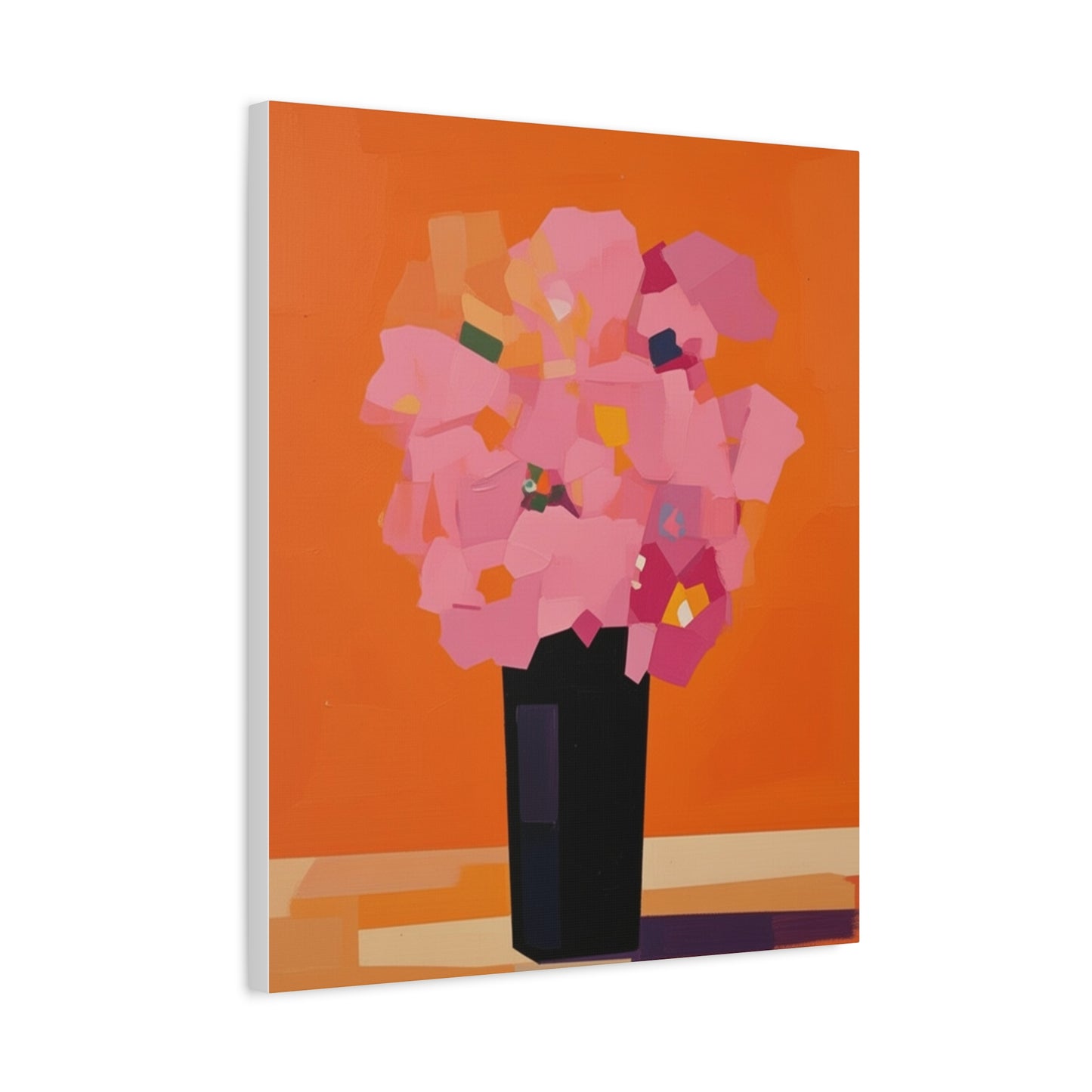 Modern Pink Flowers Canvas Print — Abstract Floral Wall Art