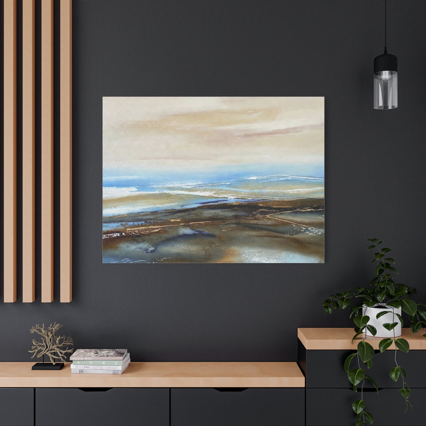 Coastal Abstract Matte Canvas Wall Art — Serene Ocean Horizon Stretch