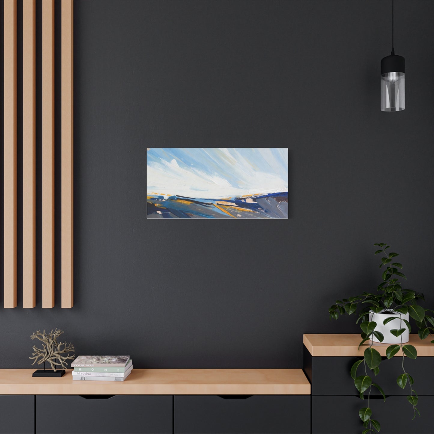 Abstract Coastal Landscape Canvas Print — Blue Sky Seascape Wall Art