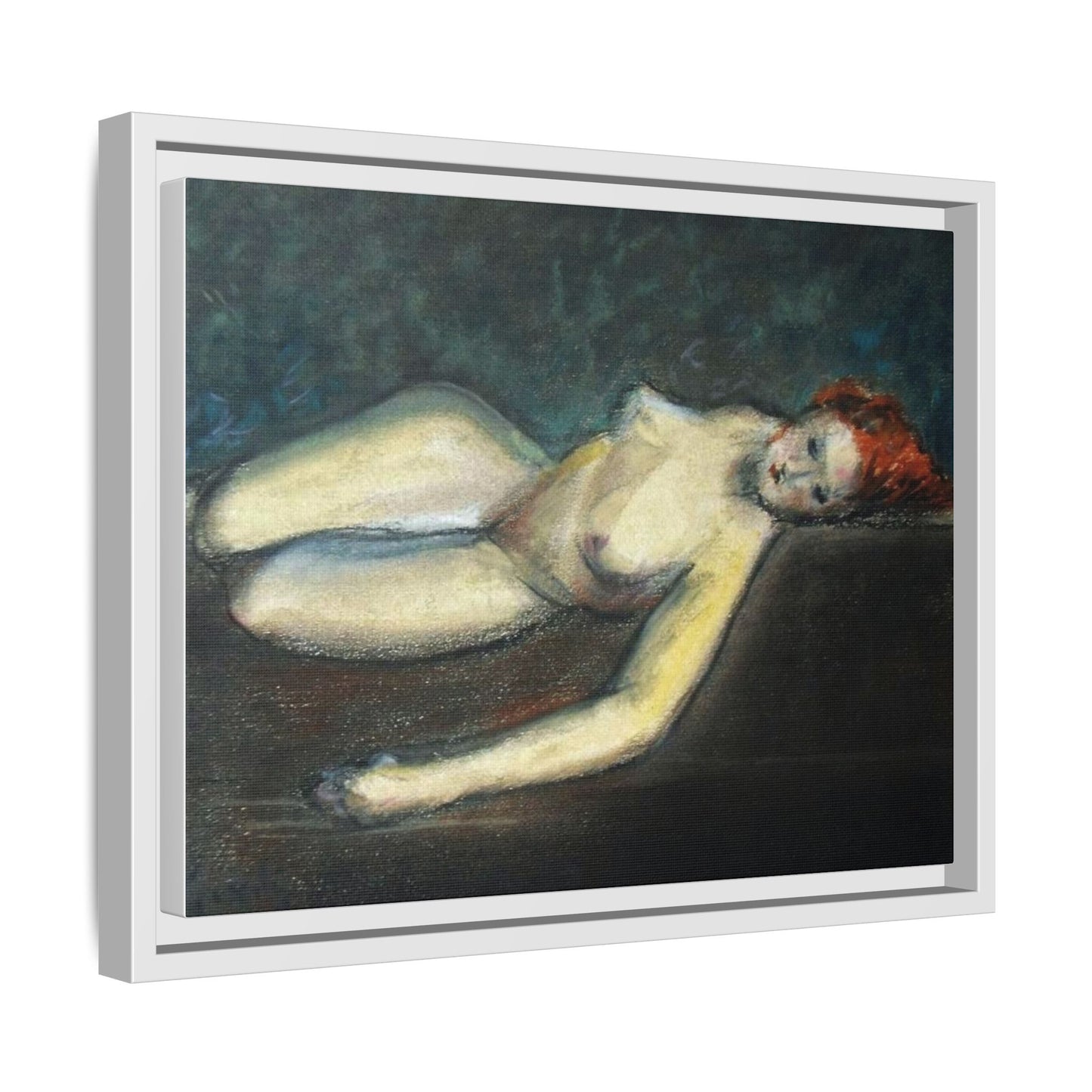 Lying nude by Paul Gosselin Framed Matte Canvas Wall Art Print