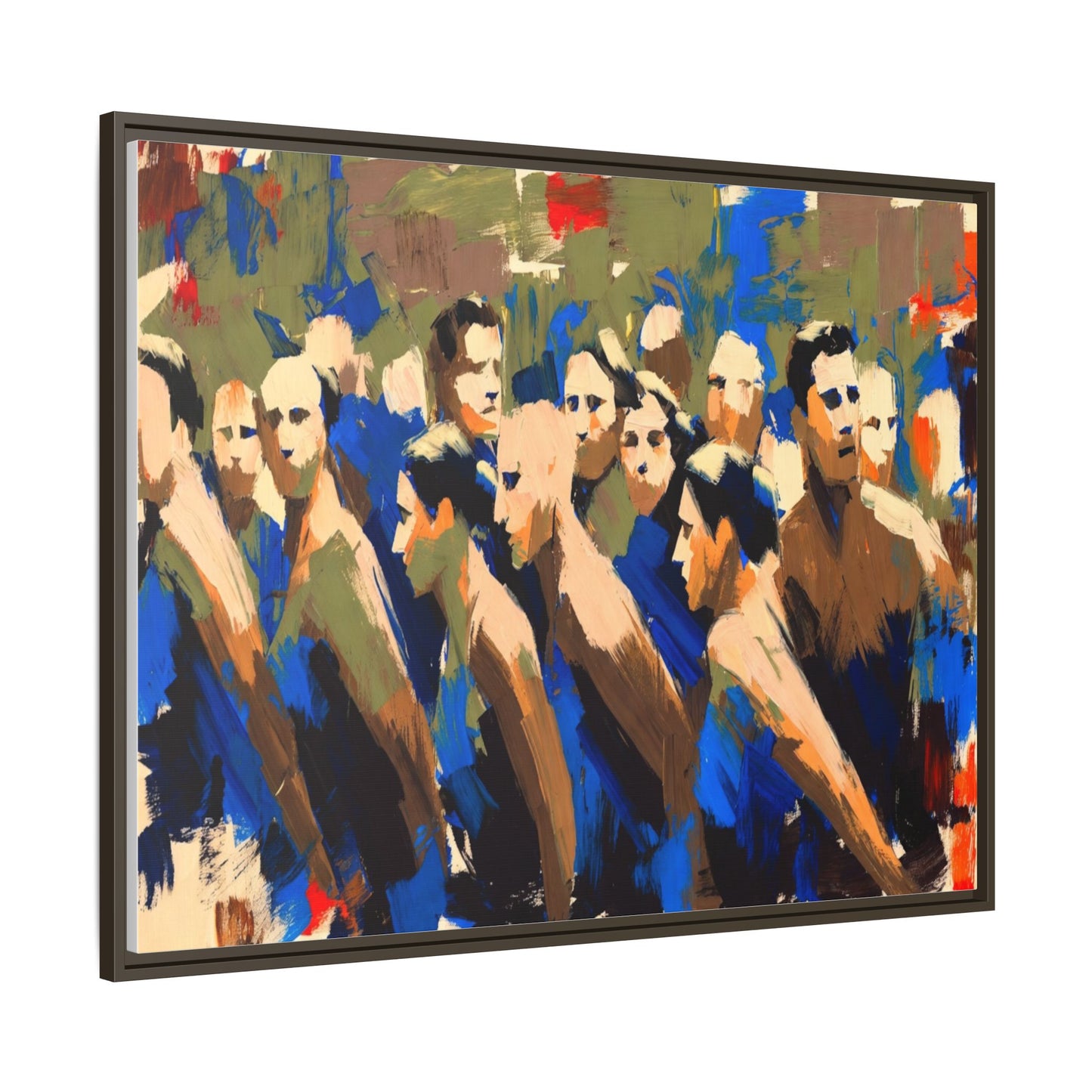 Abstract Crowd Matte Canvas Print — Framed Multi-Color Wall Art