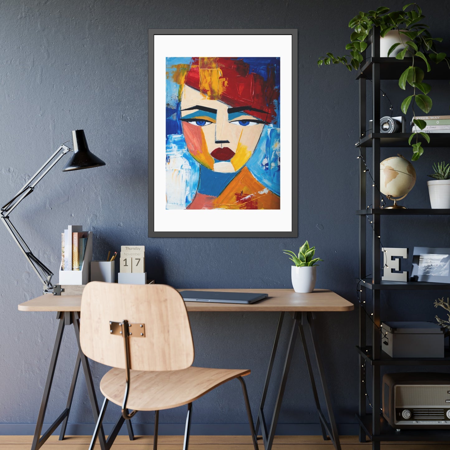 Abstract Colorful Face Framed Poster — Modern Pop Art Wall Print